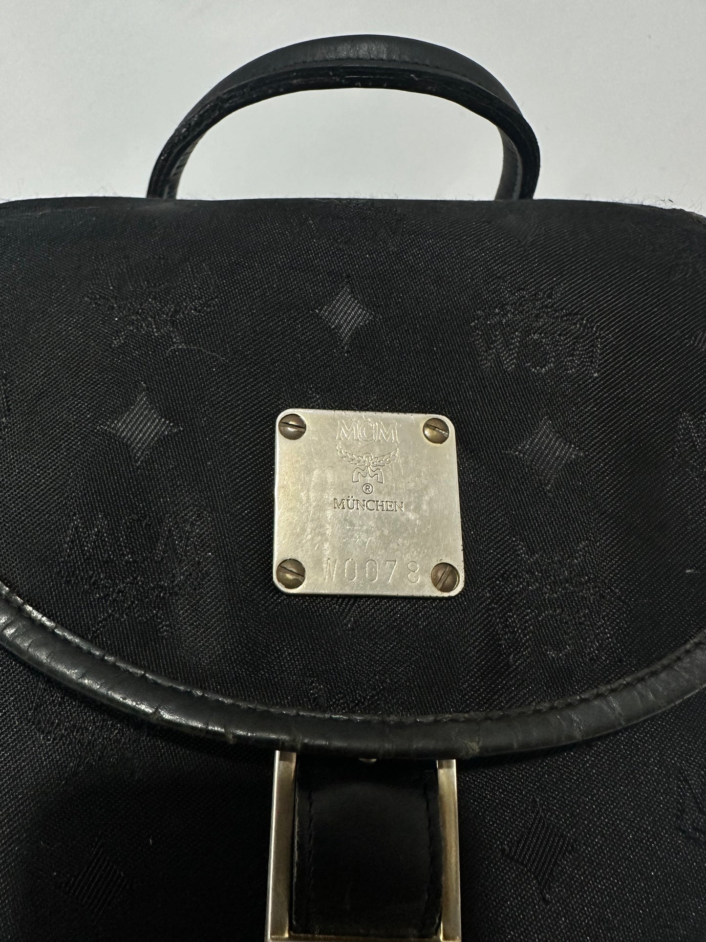 MCM Black Nylon and Leather Drawstring Backpack