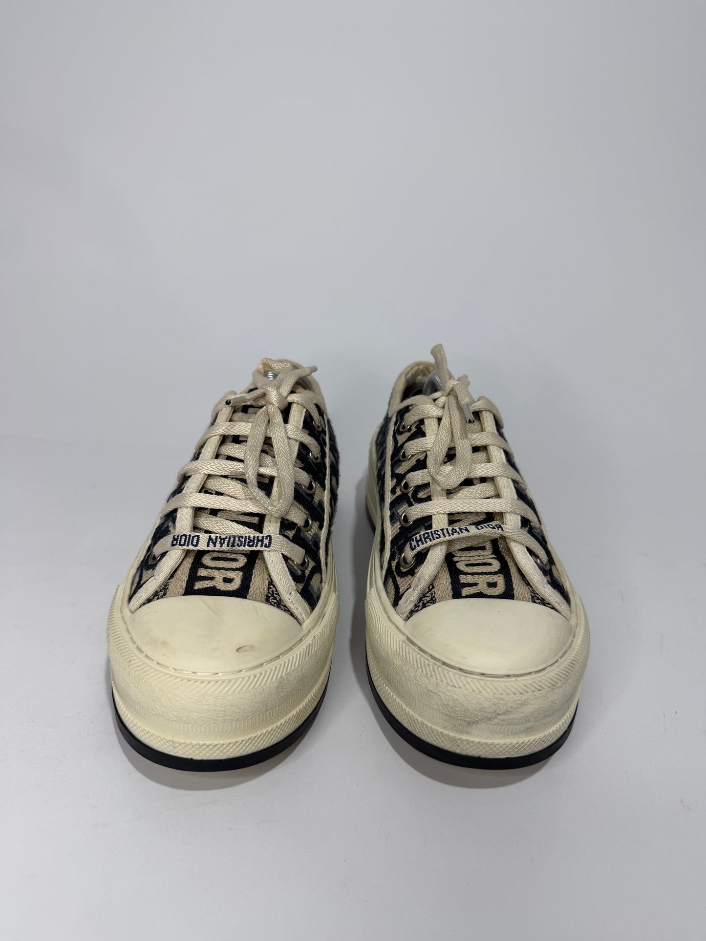 Dior Navy Blue/Off-White Oblique Fabric Walk'n'Dior Platform Sneakers Size 36 EU/ 6 US