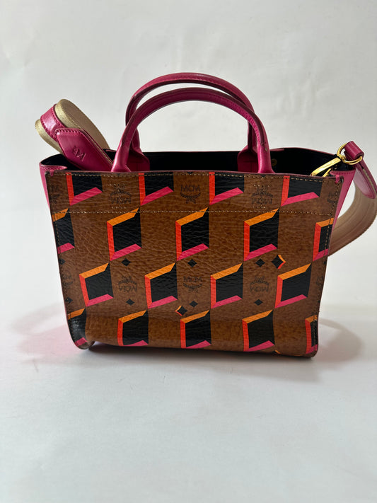 MCM 
Visetos Diamond Printed Small Tote Cognac