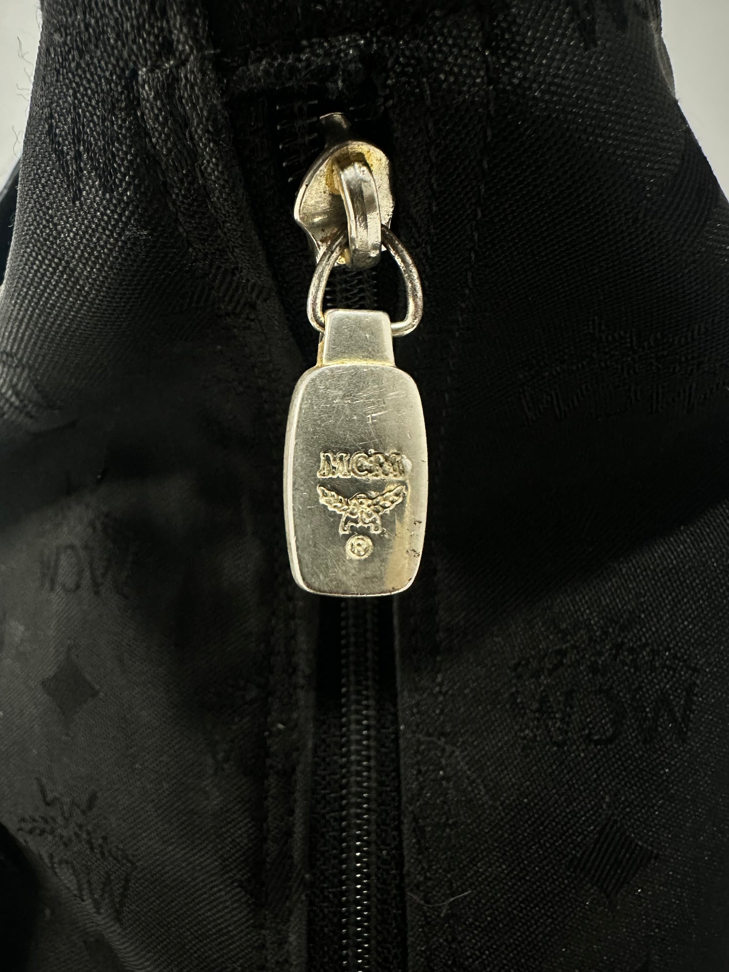 MCM Black Nylon and Leather Drawstring Backpack