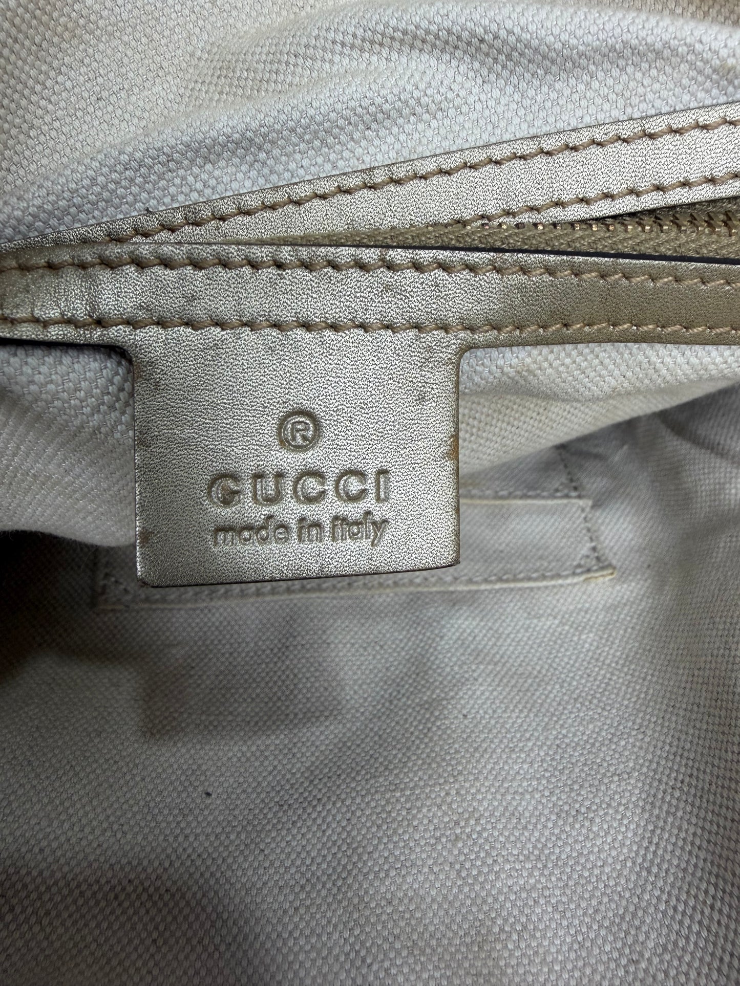 Gucci Gold Guccissima Leather Medium Bree Top Handle Bag