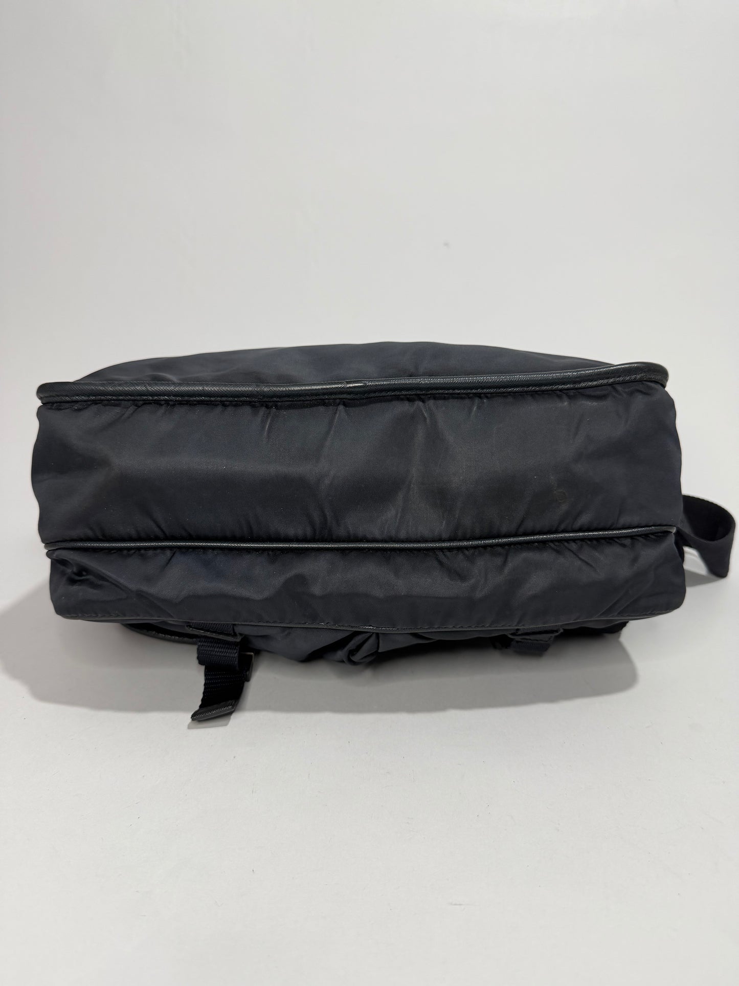 Prada Navy Nylon Flap Messenger Bag