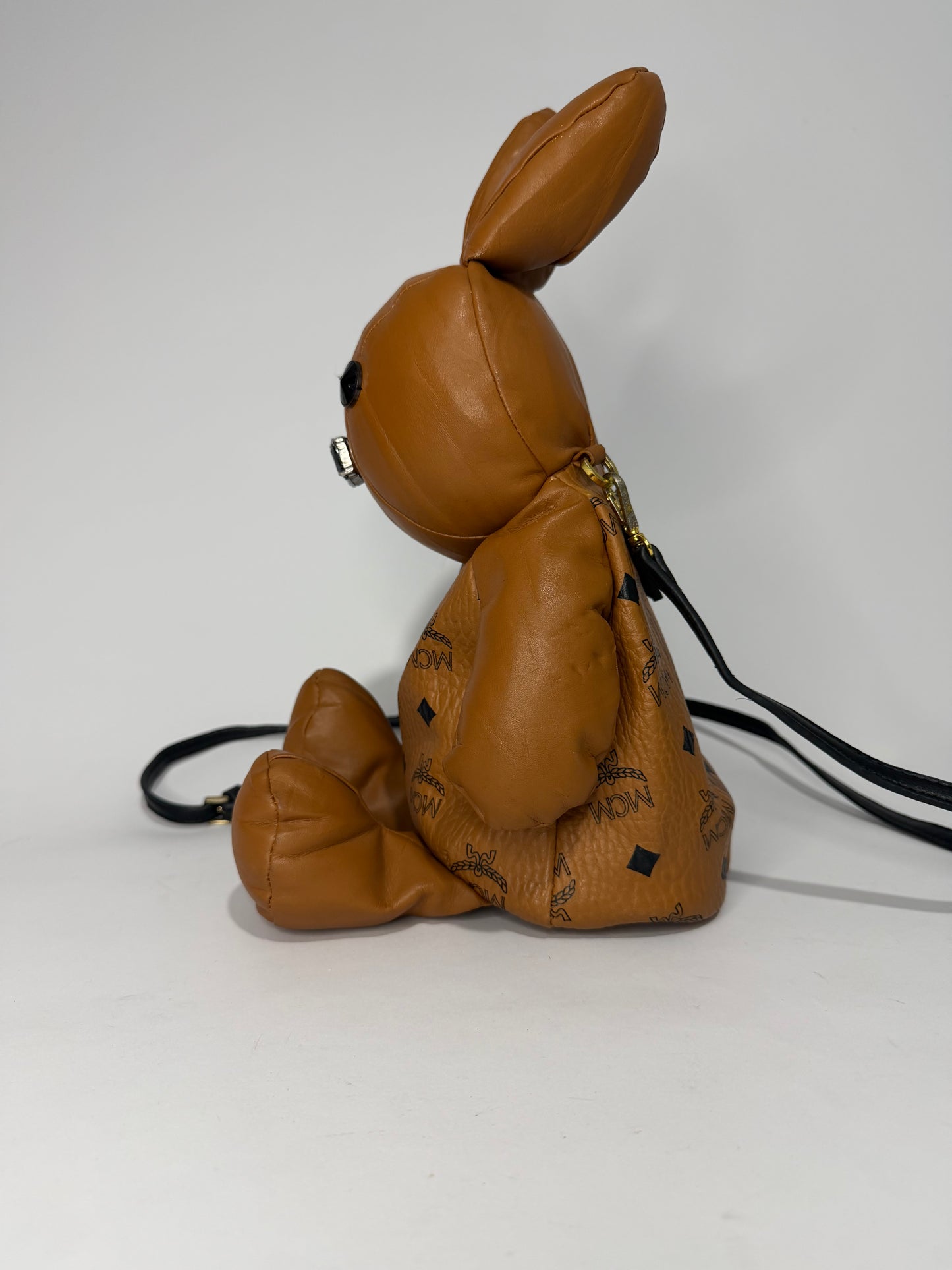 MCM Rabbit Doll Crossbody Bag in Cognac Visetos Leather – Novelty Bunny Charm Bag