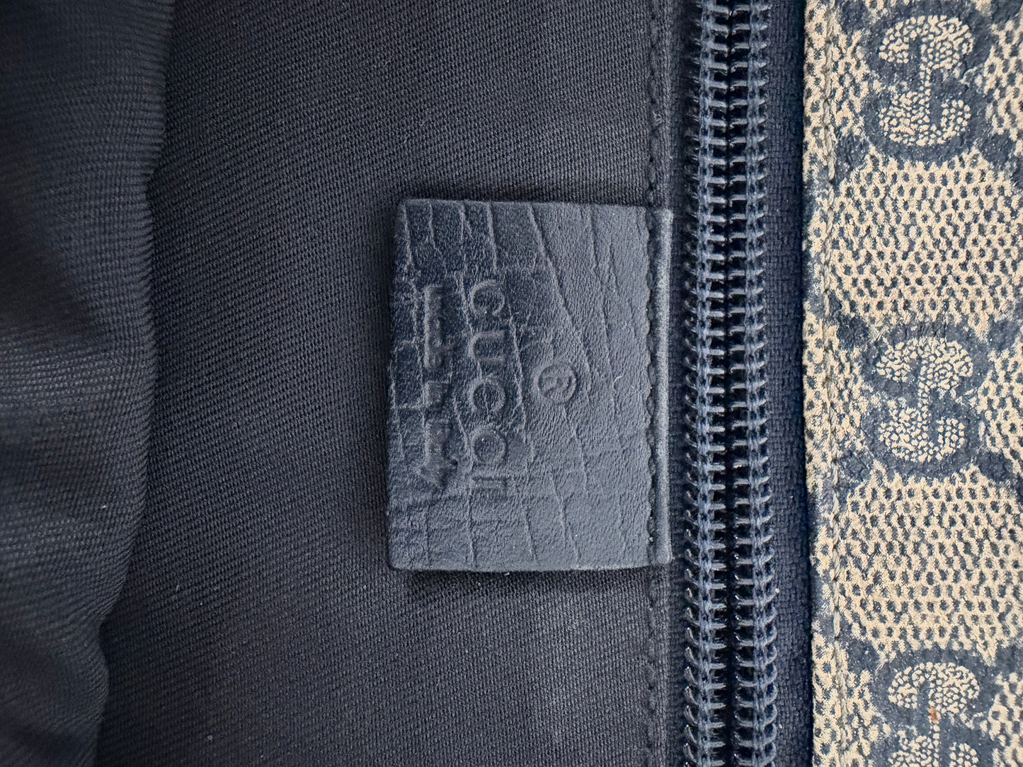 GUCCI
Blue GG Coated Canvas Vintage Web Messenger Bag