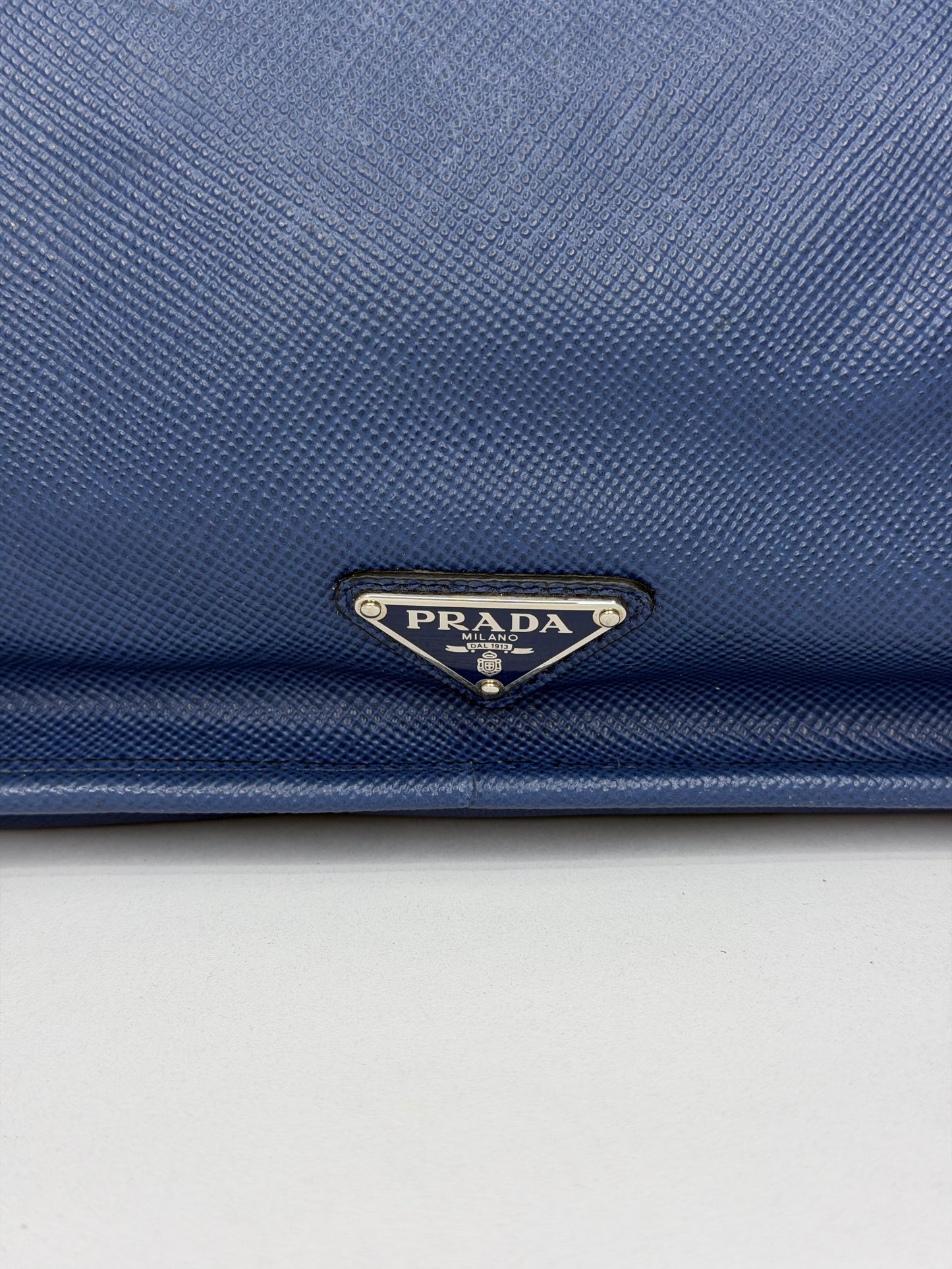 PRADA Saffiano Travel Briefcase Blue