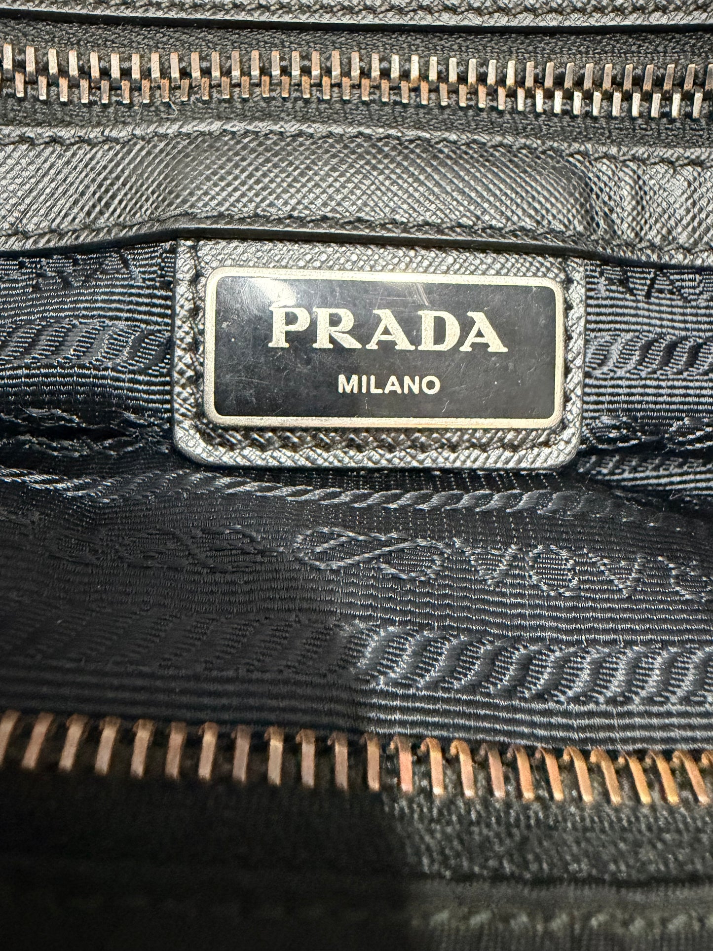 PRADA Tessuto Nylon Flat Messenger Bag Black