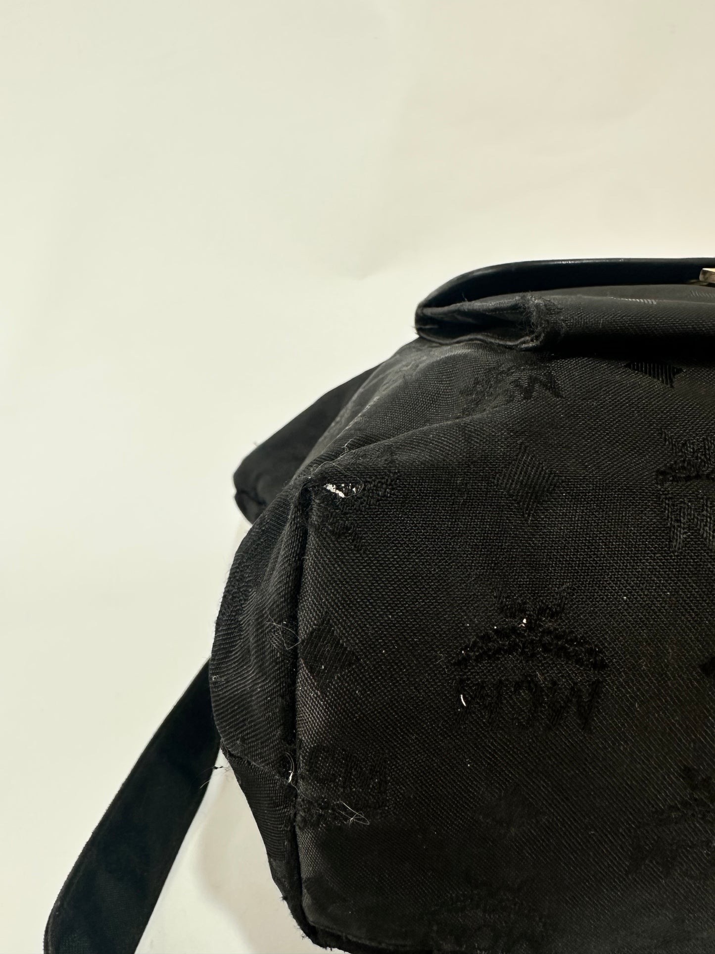 MCM Black Nylon and Leather Drawstring Backpack