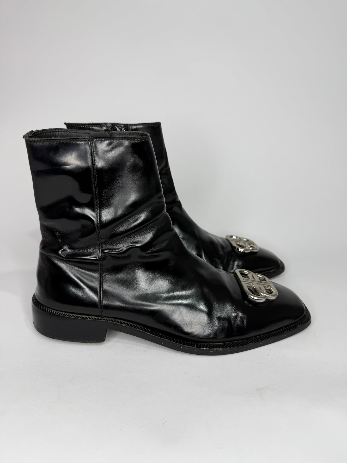 Balenciaga Black Rim BB Zipped Boots Size 42 EU