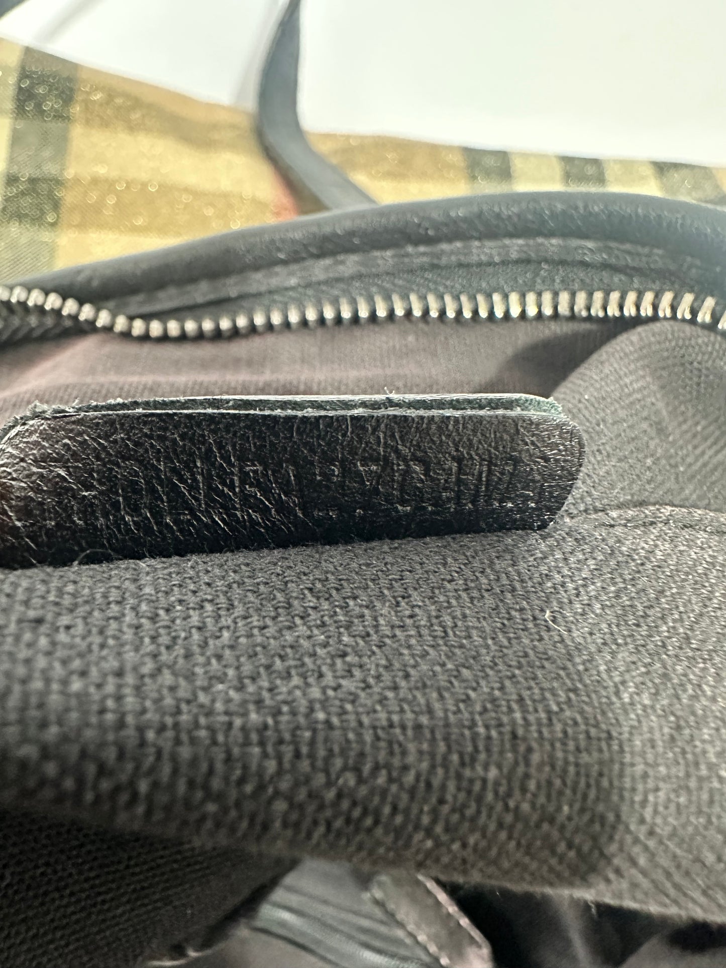 Burberry Black/Beige Shimmery Nova Check Canvas and Leather Trim Tote