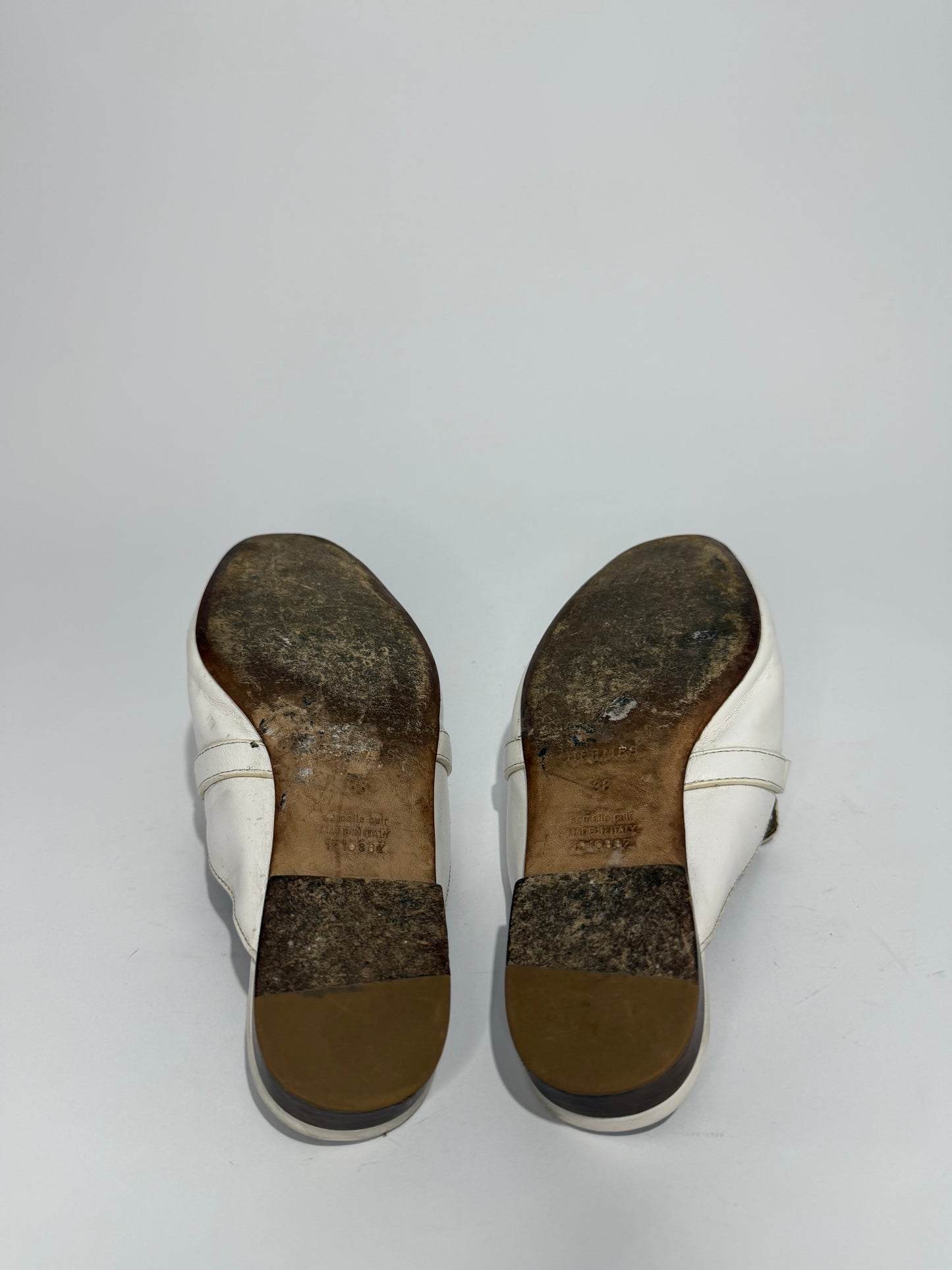 Hermes white Calf Leather Oz Mule Size 38 EU/ 8 US/ 5Uk