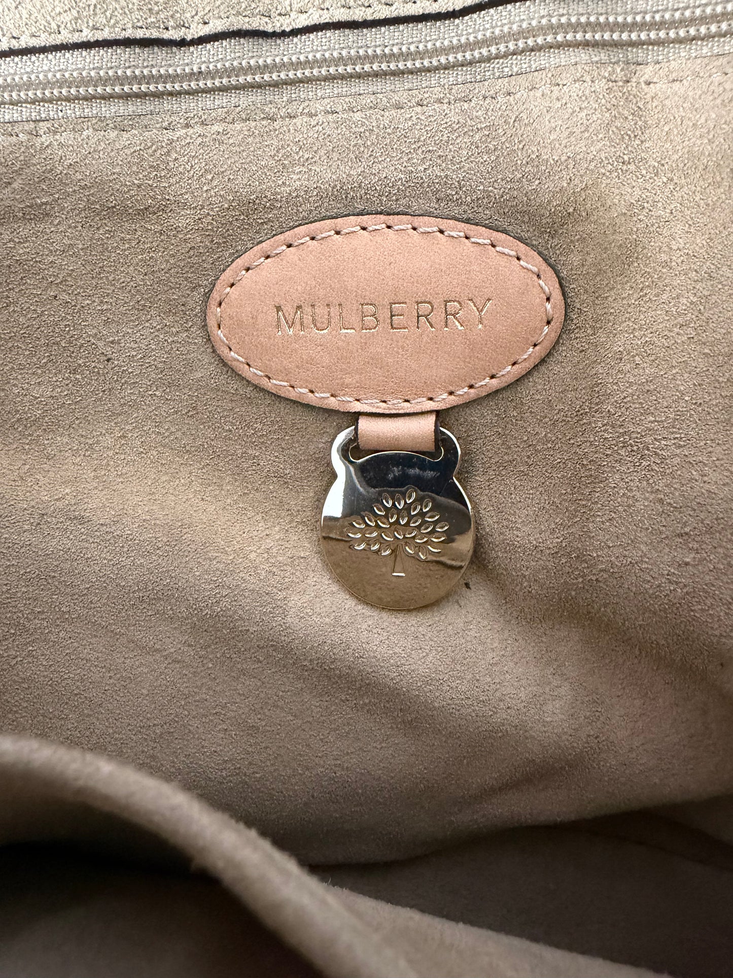 Mulberry Beige Zebra Printed Leather Travel Day Satchel
