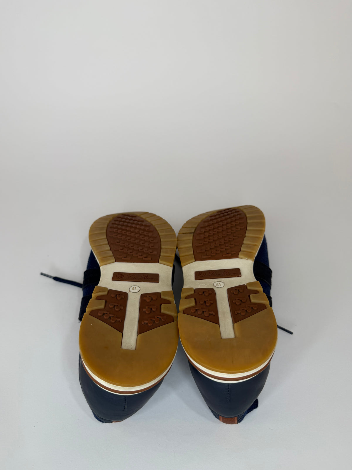 Loro Piana Blue Knit Fabric 360 LP Flexy Walk Low Top Sneakers Size 41 EU/ 8 US / 7 US
