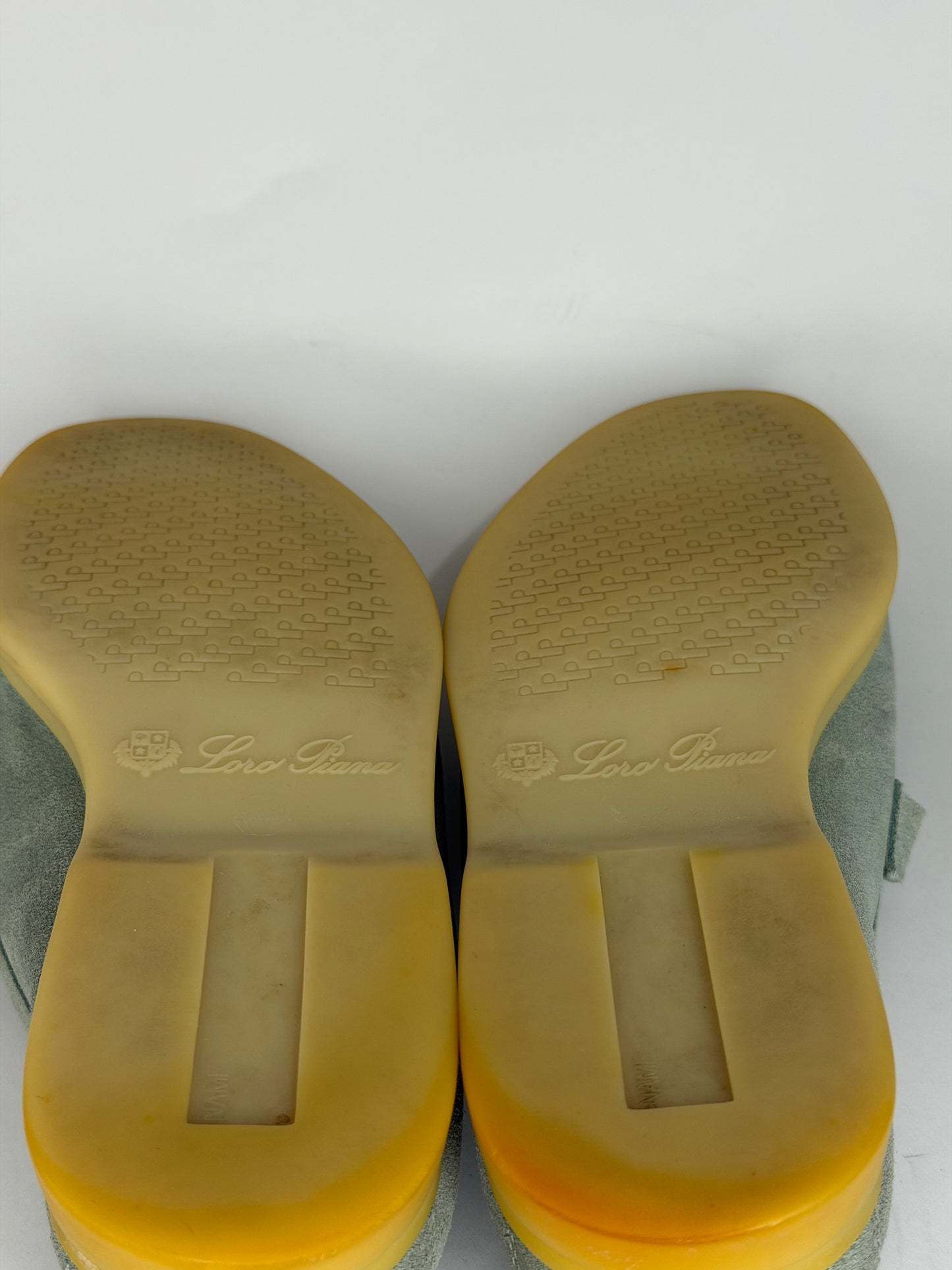 Loro Piana mint green Suede Summer Charms Walk Loafers Size 35.5 EU/ 5.5 US