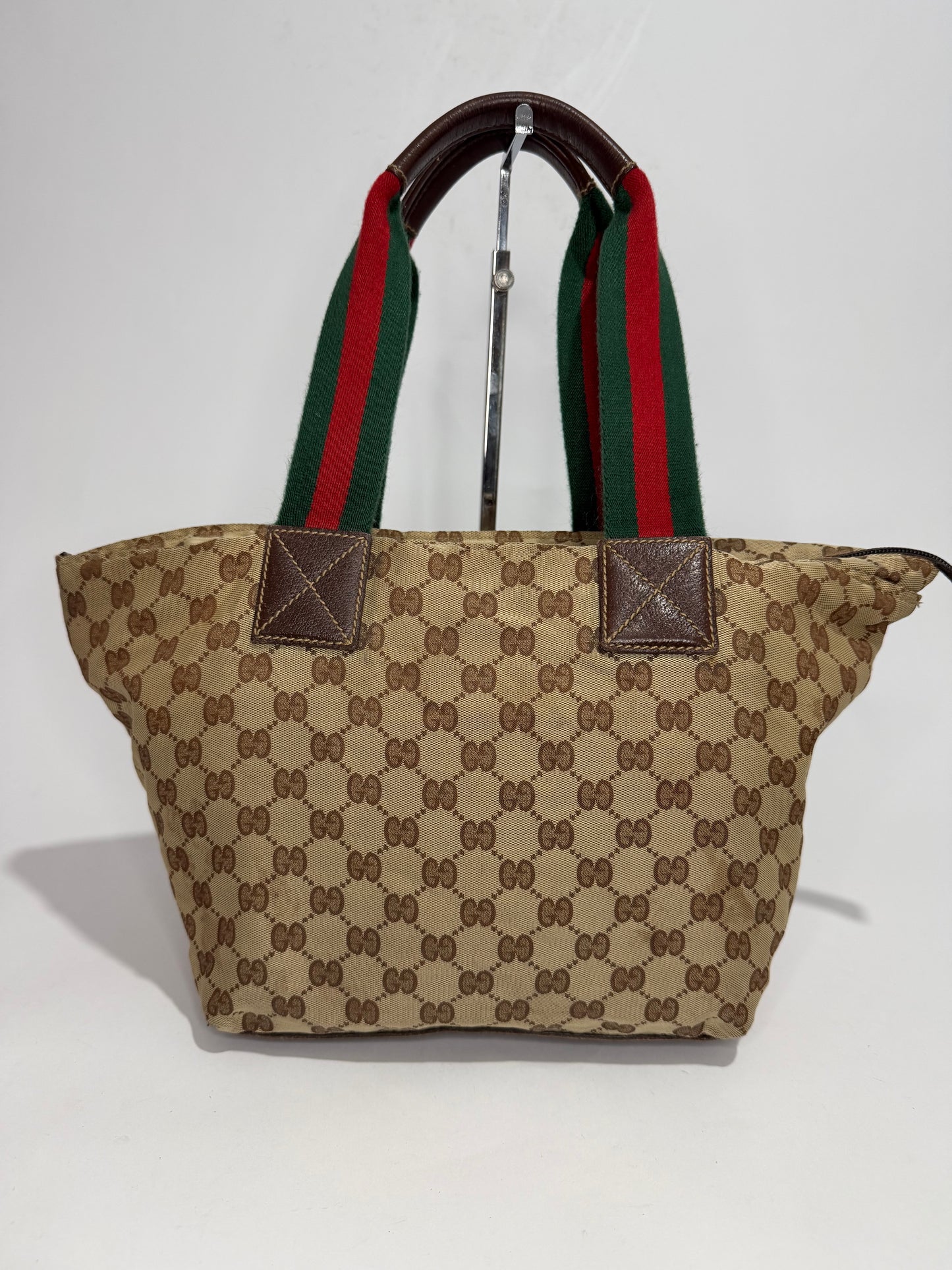 Gucci Beige/Brown GG Canvas and Leather Web Handle Tote