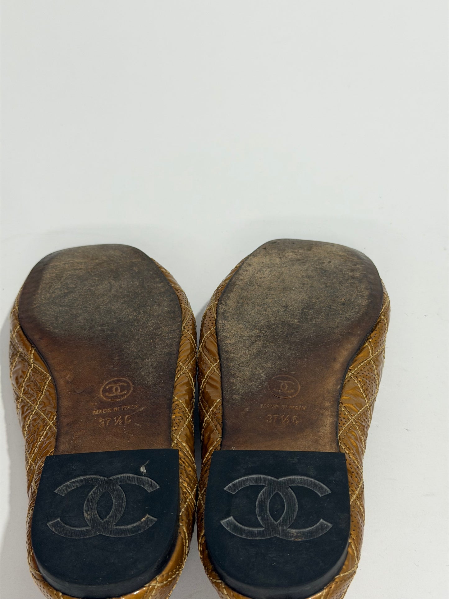 CHANEL Tan Quilted Leather Driver Loafers Size 37.5 EU/7.5 US/ 4.5 UK