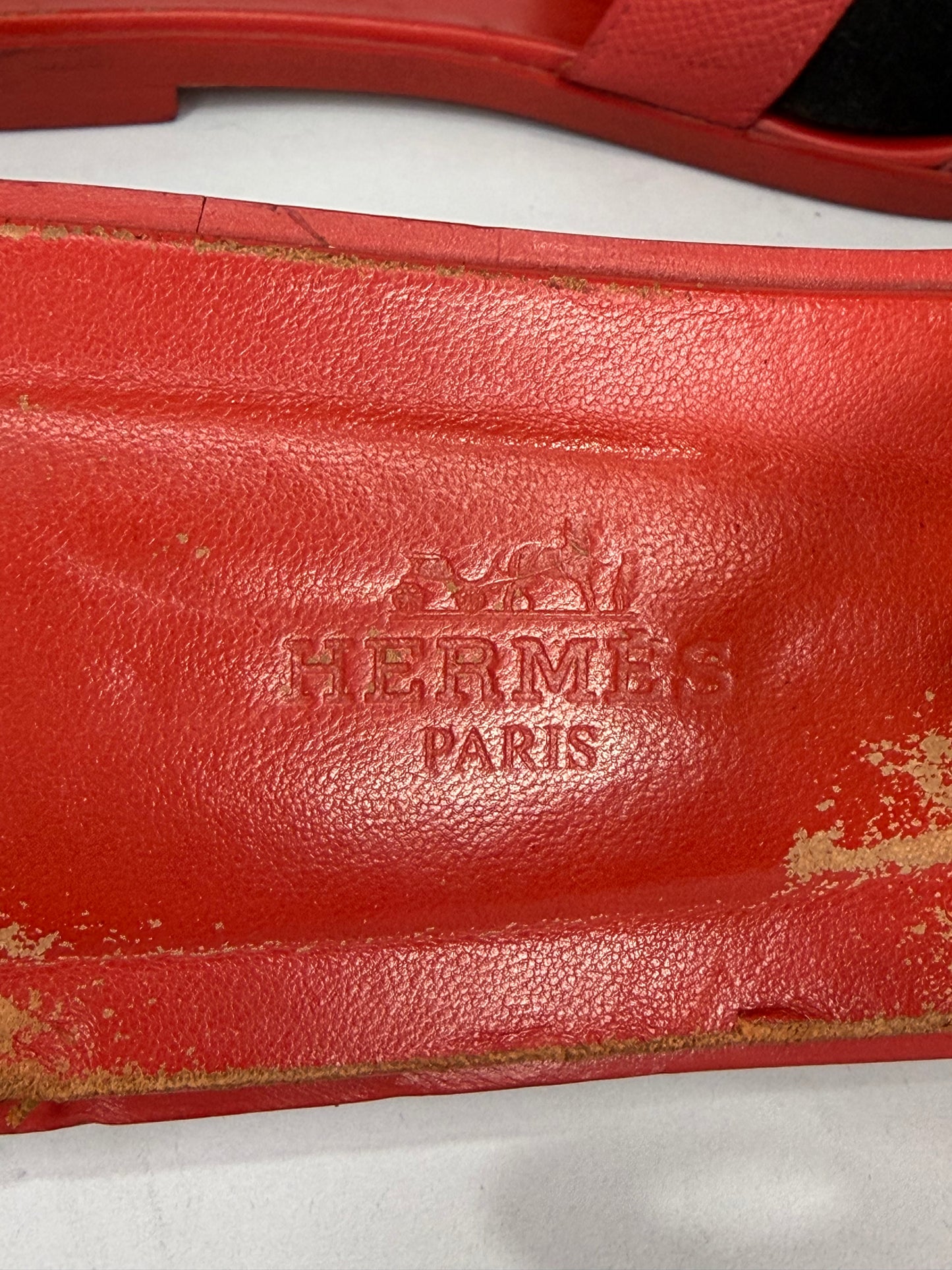 HERMES Oran Box Calfskin Oran Sandals 38 EU/ 8 US / 5 UK