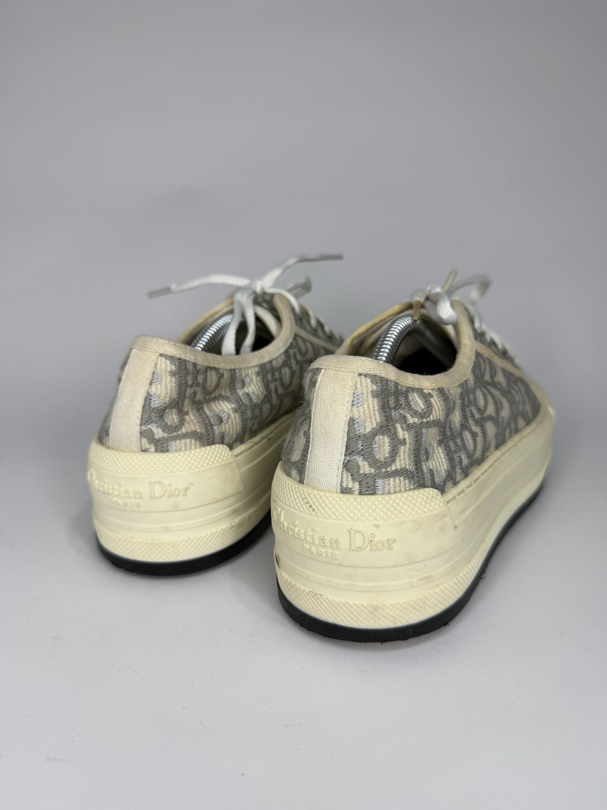 Dior Walk'n'Dior Beige/Grey Oblique Jacquard Lace Up Sneakers Size 38 EU/ 8 US/ 5 UK