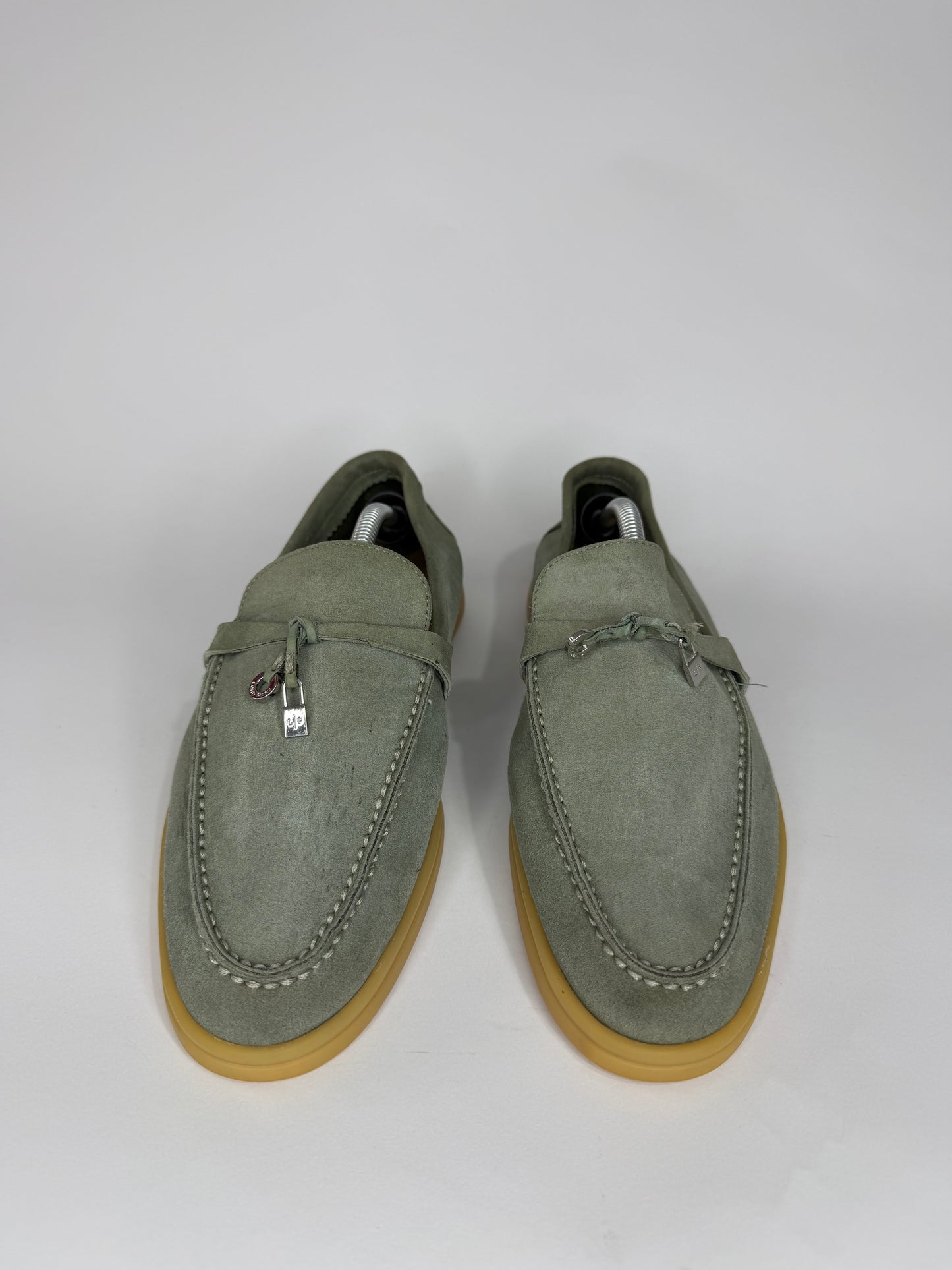 Loro Piana mint green Suede Summer Charms Walk Loafers Size 39 EU/ 9 US