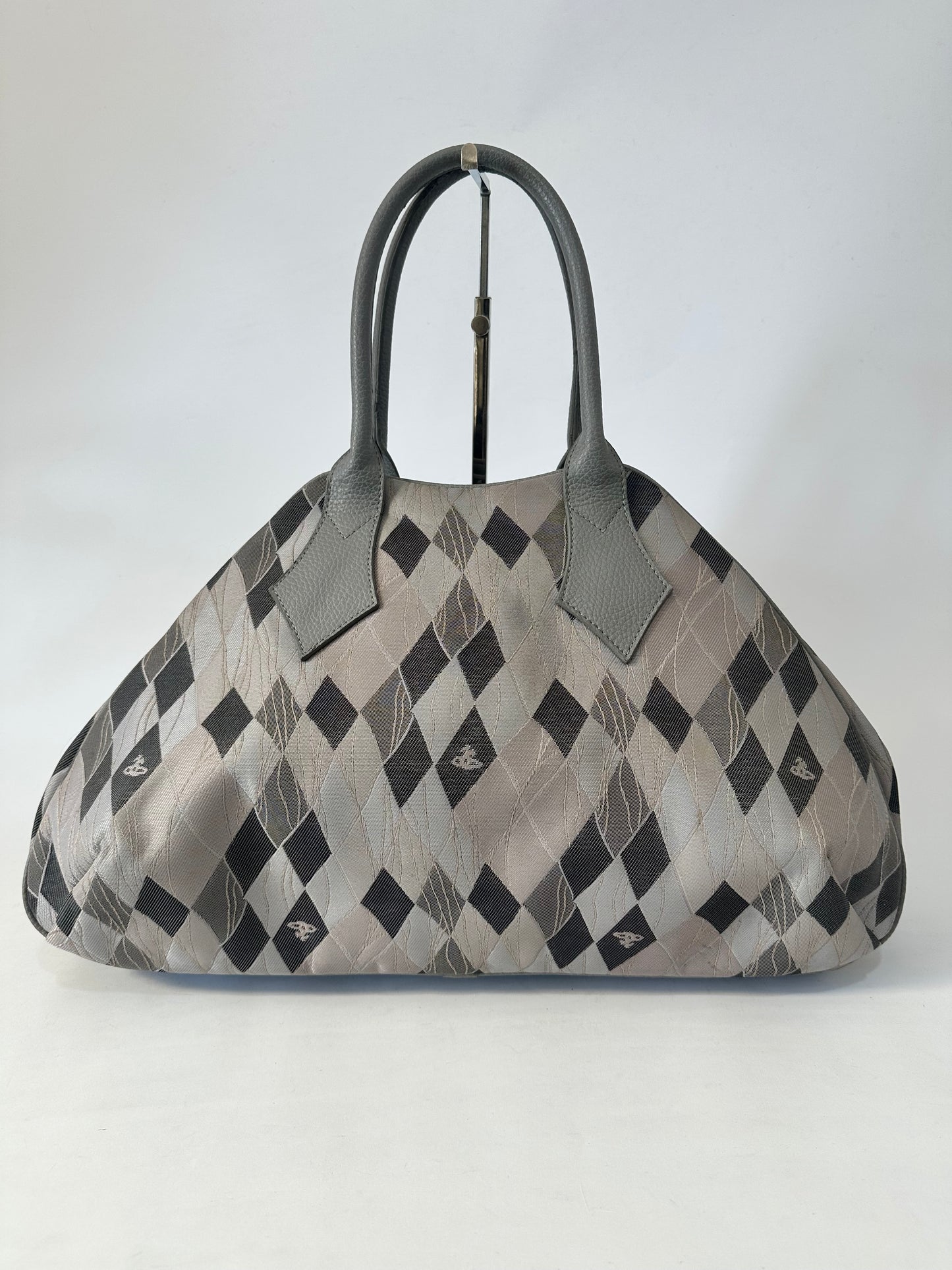 Vivienne Westwood Harlequin Argyle Bowler Bag – Grey/Black – Made in Italy