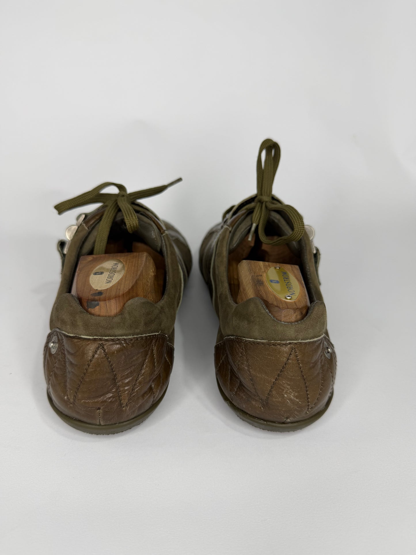 Dior Brown & Olive Leather Low-Top Sneakers Size 40