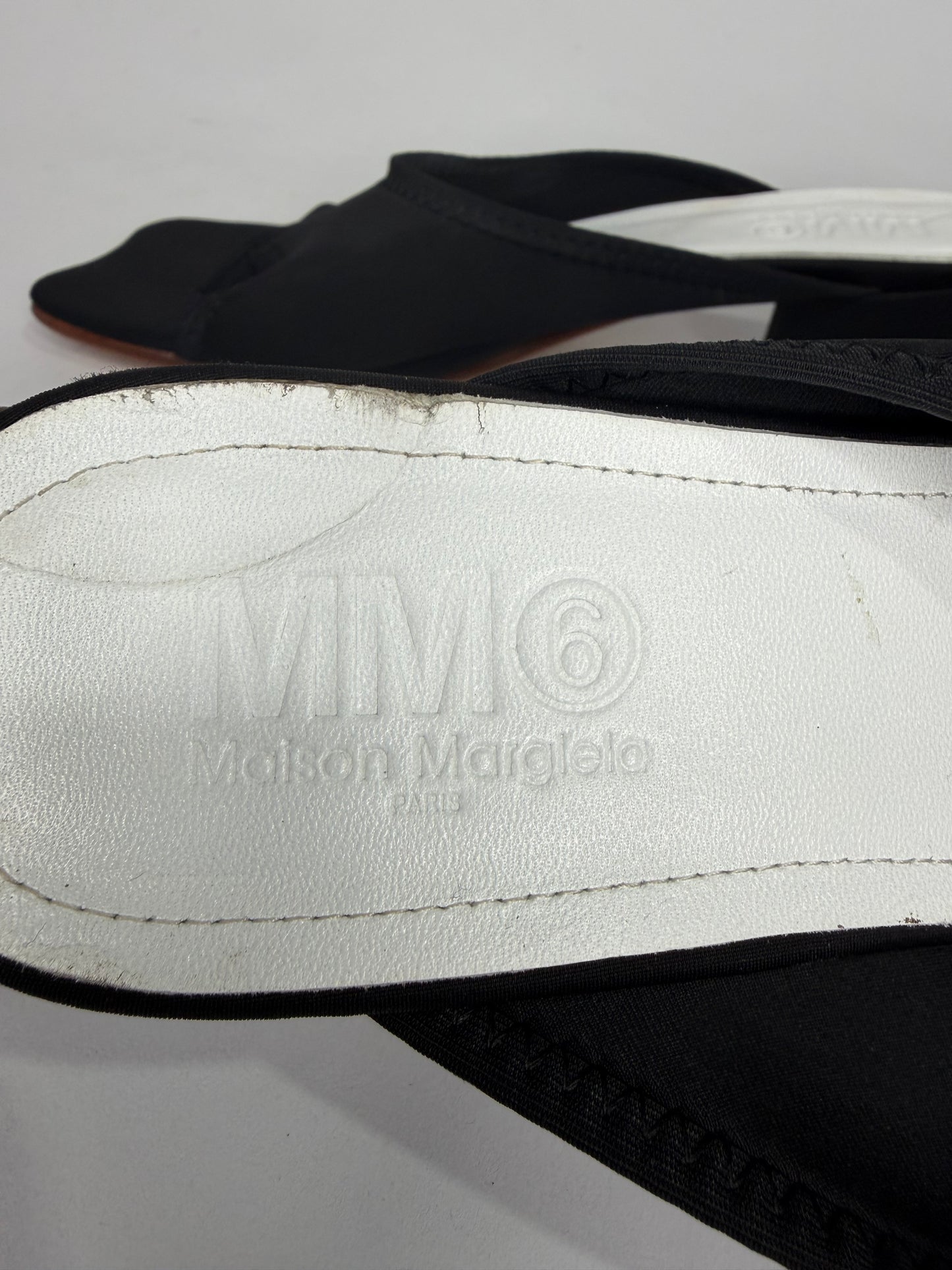 MM6 Maison Margiela Black Scuba Lyrca Heeled Sandals