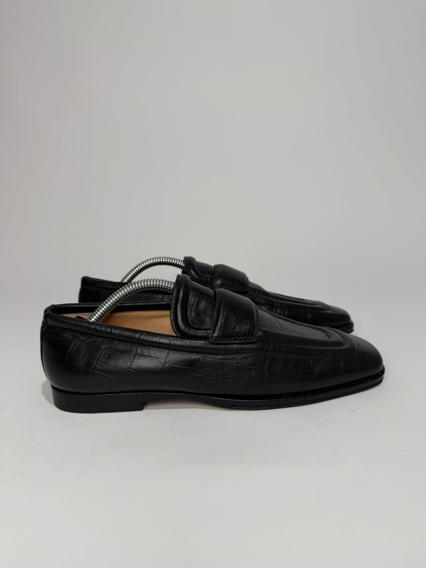 Bottega Veneta Black Croc Loafers Size 36 EU