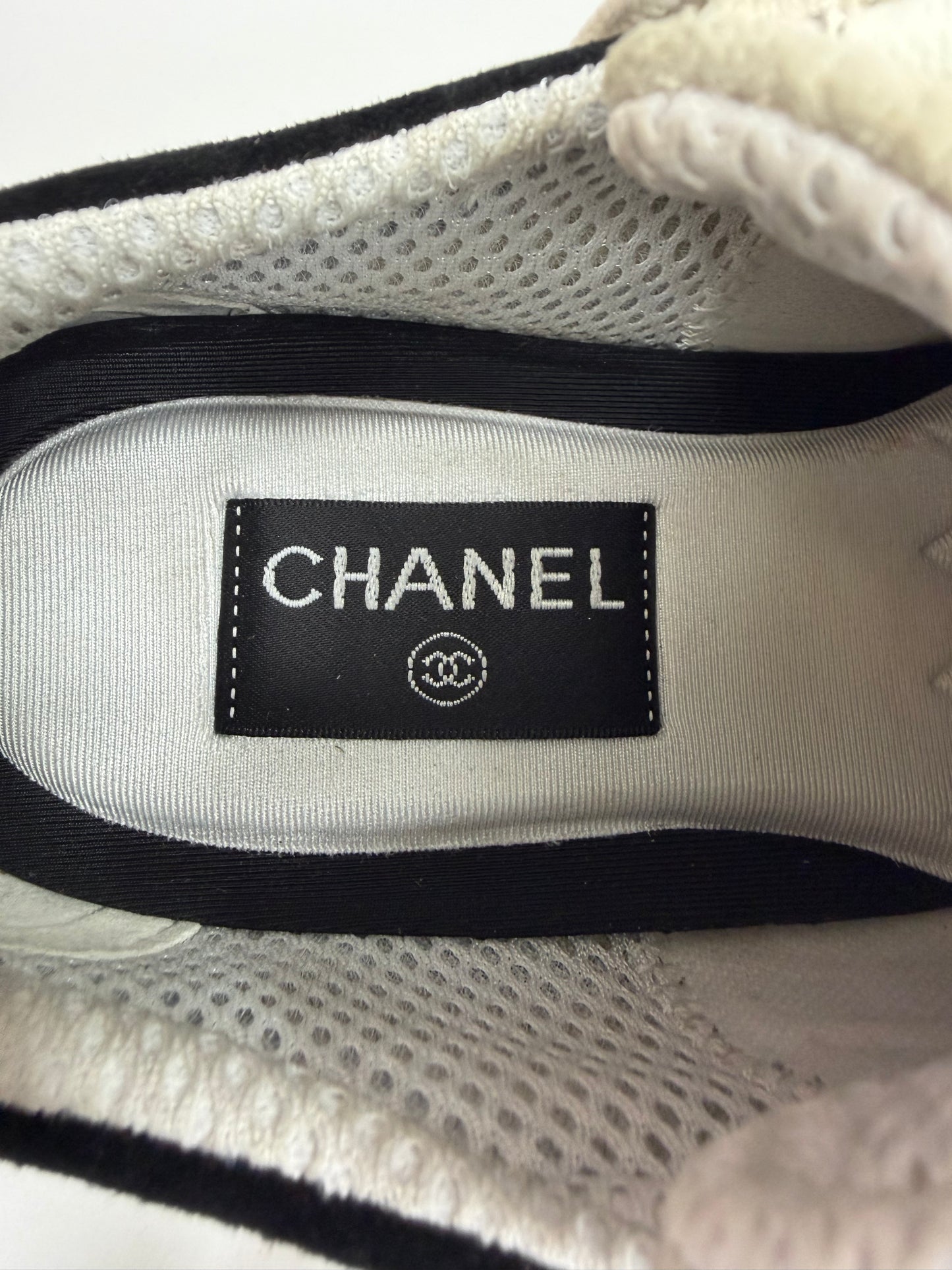 Chanel Metallic Silver CC Low Top Sneakers EU 38/ 8 US