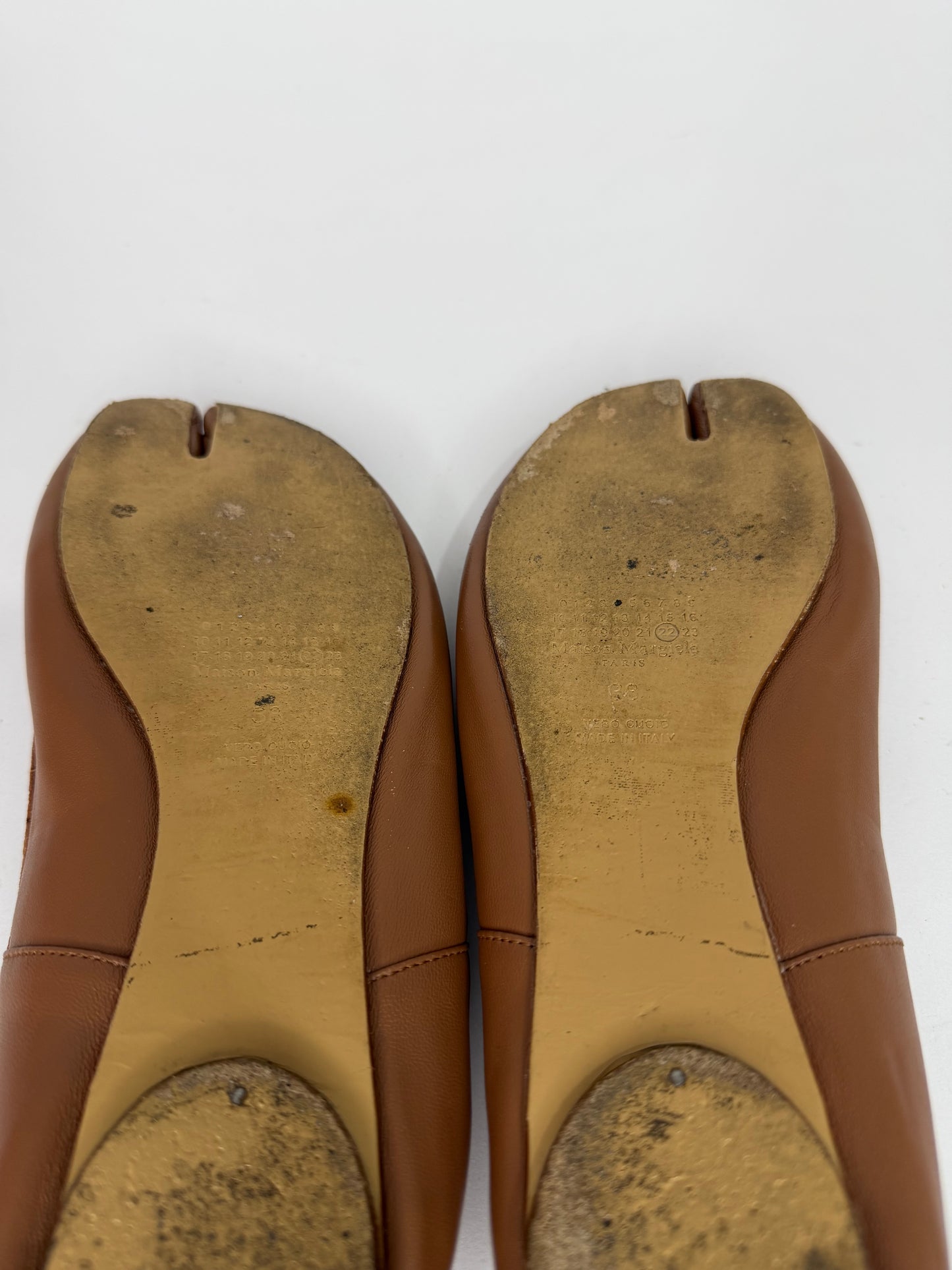 Maison Margiela Tabi Ballet Flats Brown Leather Split-Toe EU 38