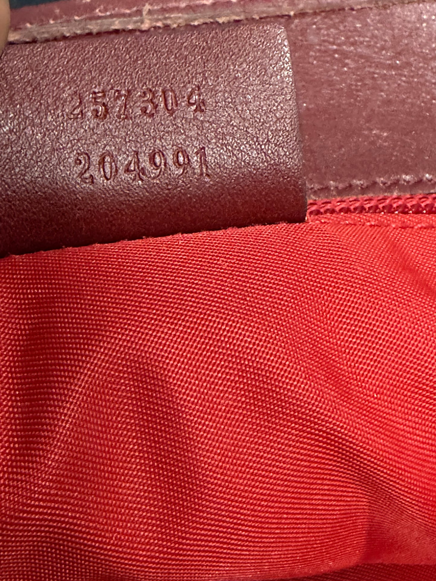 Vintage Gucci Canvas Tote Bag with Red GG Embossed Leather Straps