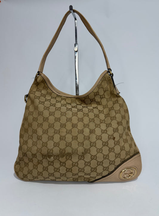 GUCCI
Monogram Medium New Britt Hobo Beige