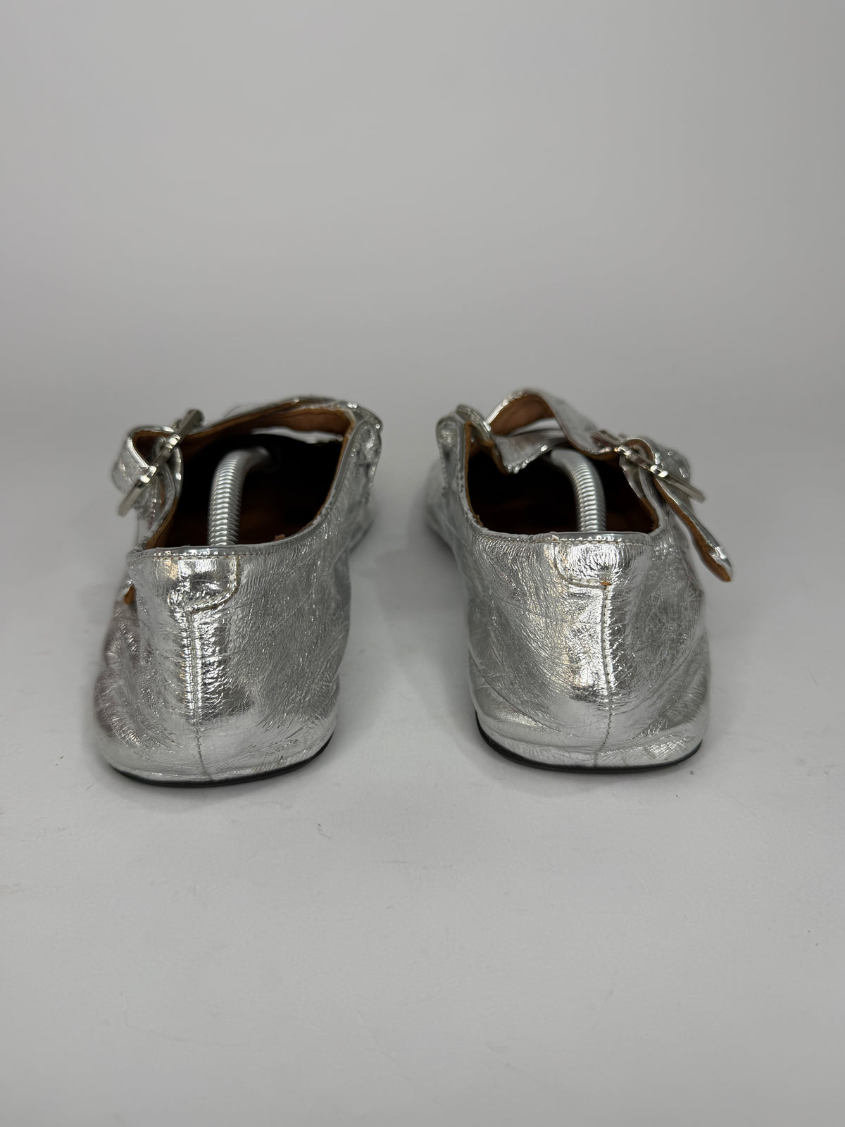 ALAÏA Silver Criss Cross Ballerina Flats Size 39 EU/ 9 US / 6 UK