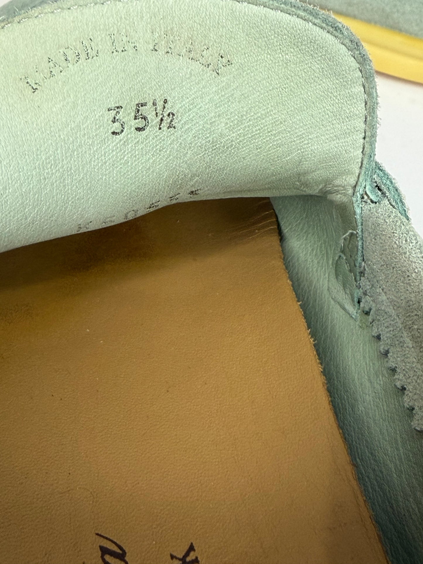 Loro Piana mint green Suede Summer Charms Walk Loafers Size 35.5 EU/ 5.5 US
