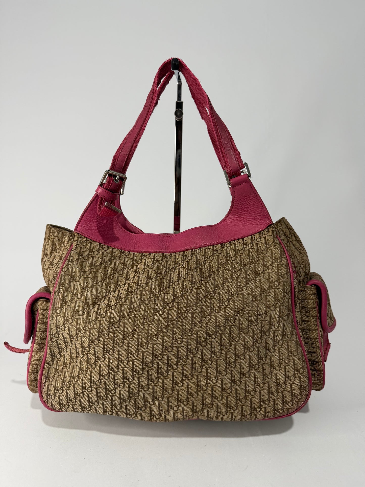 Dior Beige/Pink Oblique Canvas and Leather Street Chic Tote
