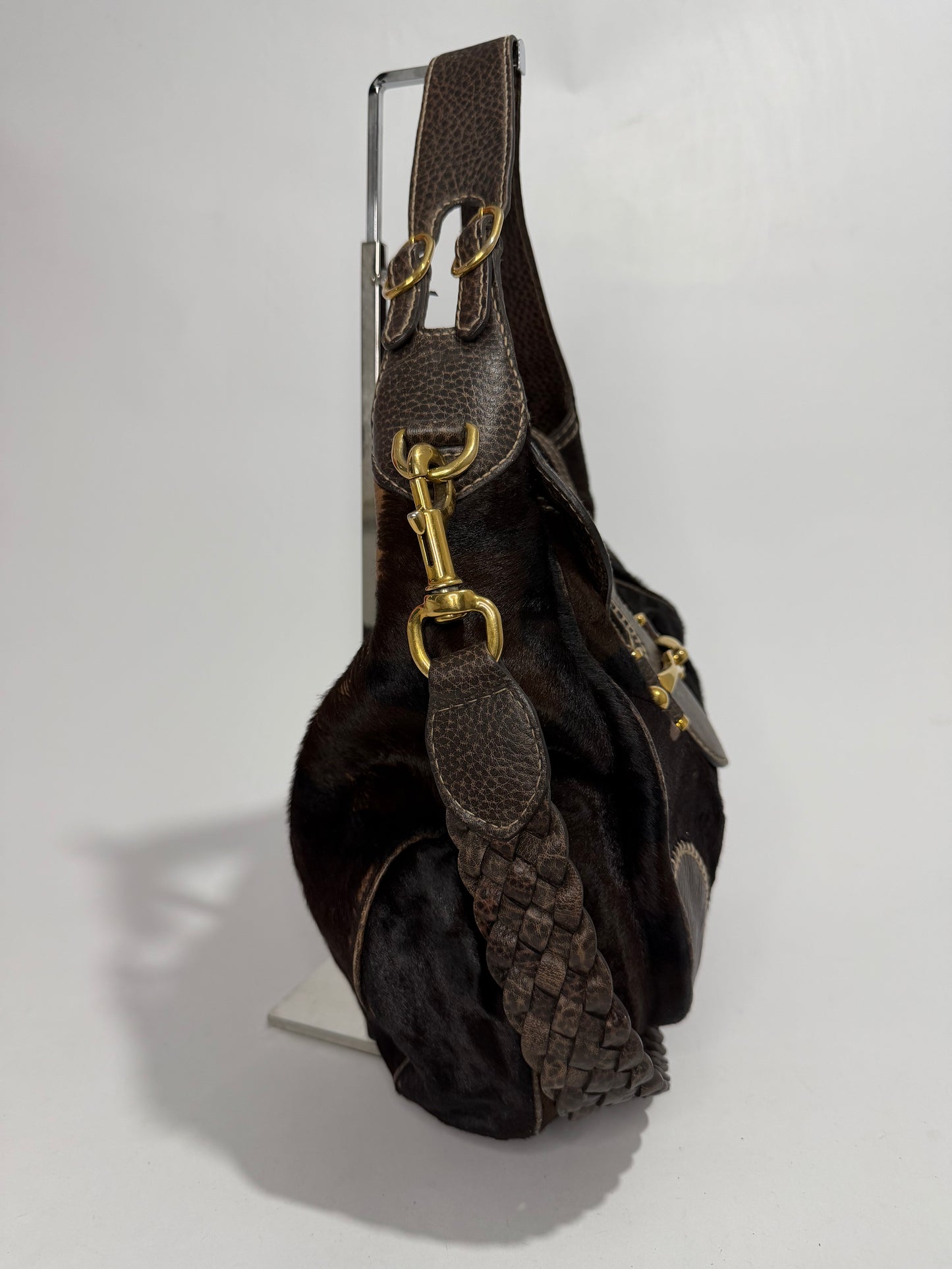GUCCI
Dark Brown Porny hair Pelham Large Shoulder Bag
