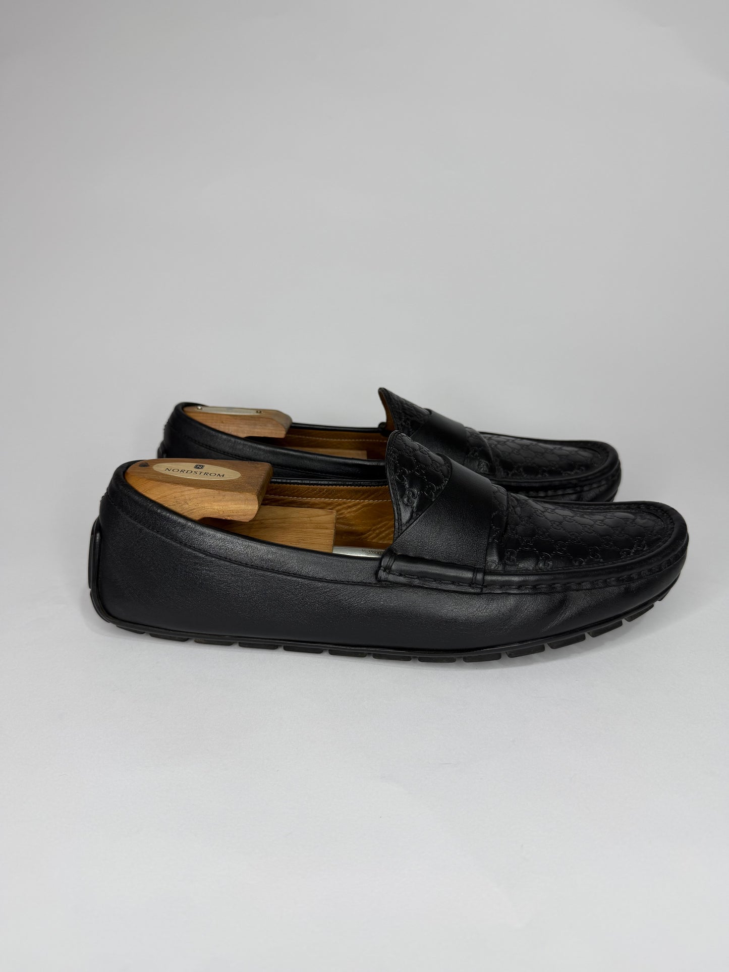 Gucci Black Diamante Leather Driver Loafers Size 10 US / 9 UK / 43 EU