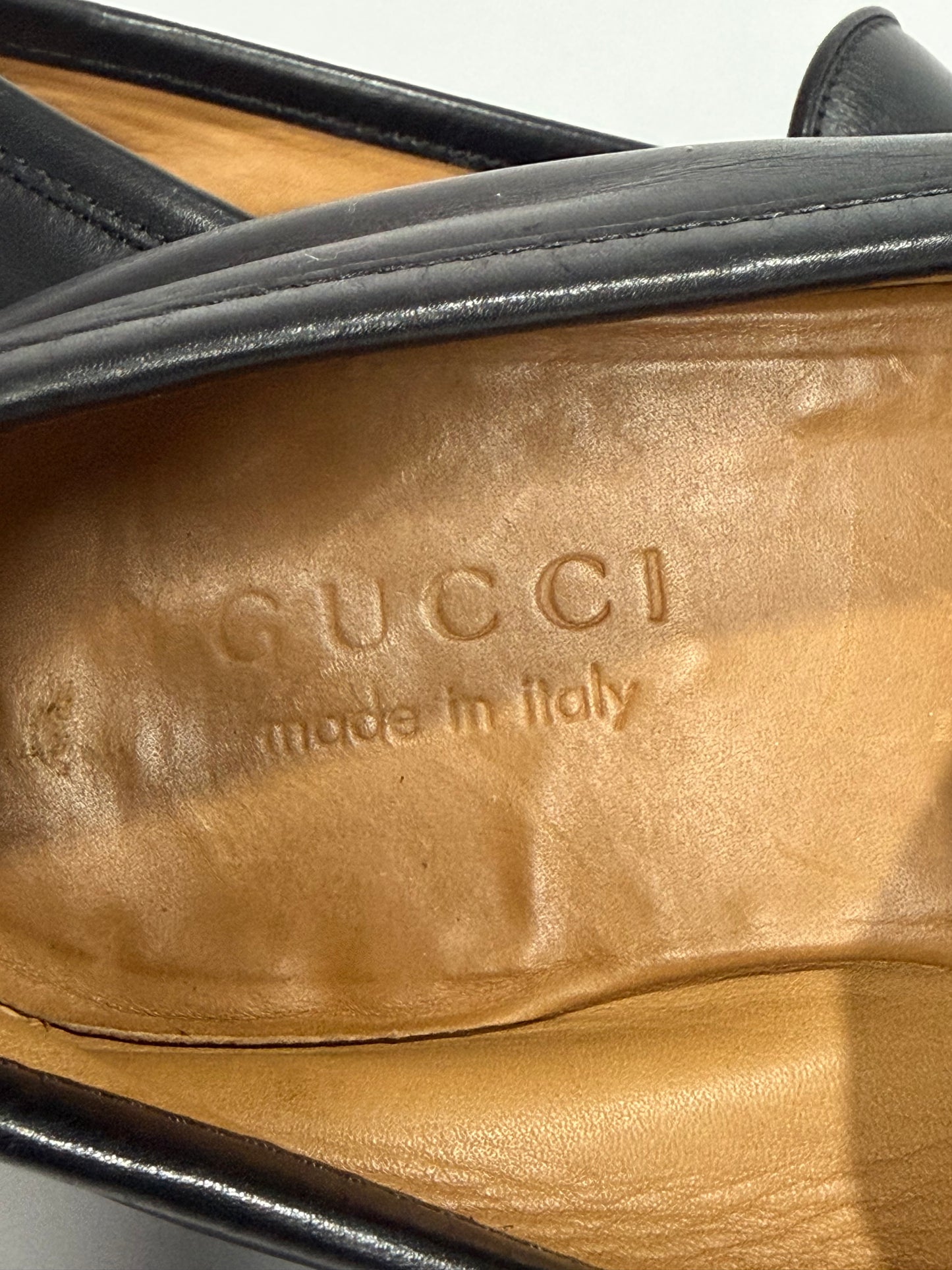 Gucci Black Leather Horsebit Slip On Loafers Size 8 UK/ 9US