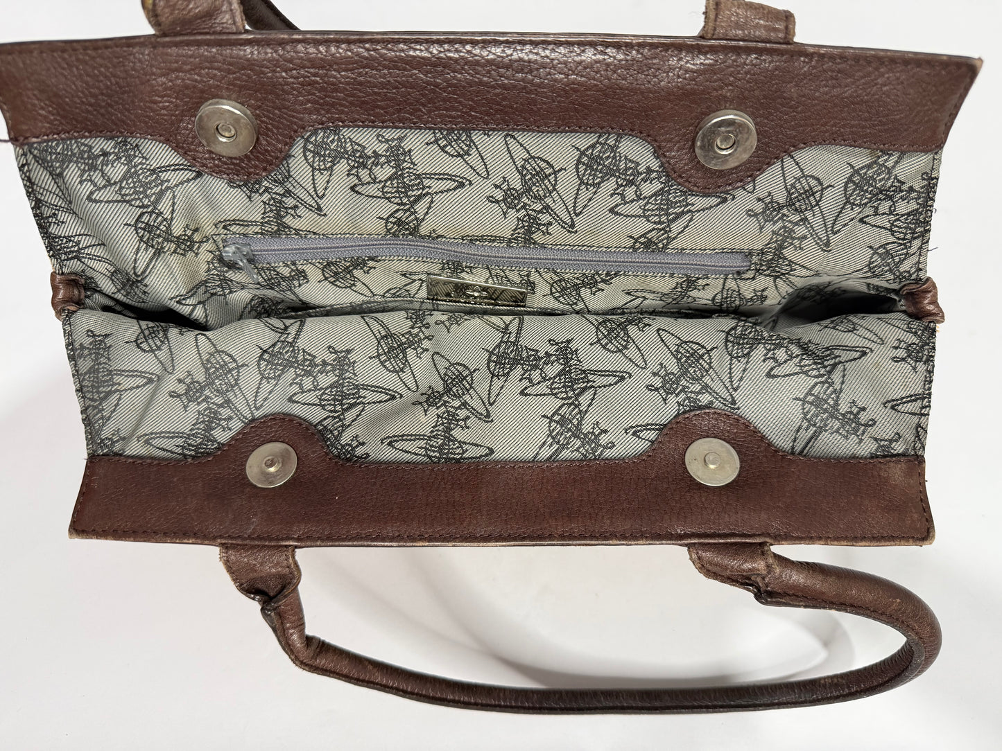 Vivienne Westwood Leopard Print Canvas & Leather Shoulder Tote Bag