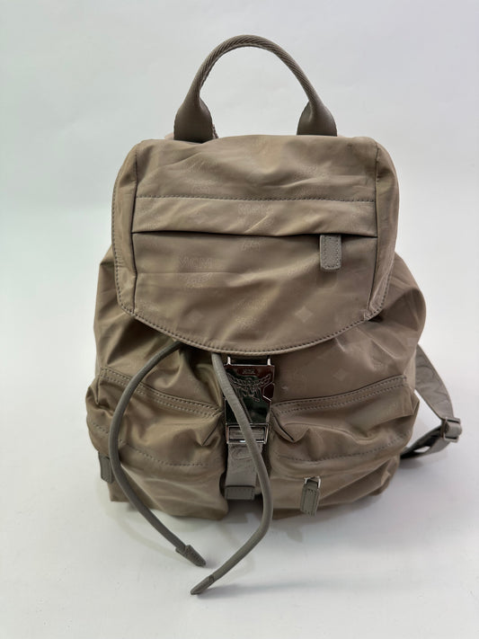 MCM Nylon Monogram Small Tivitat Two-Pocket Backpack Grey