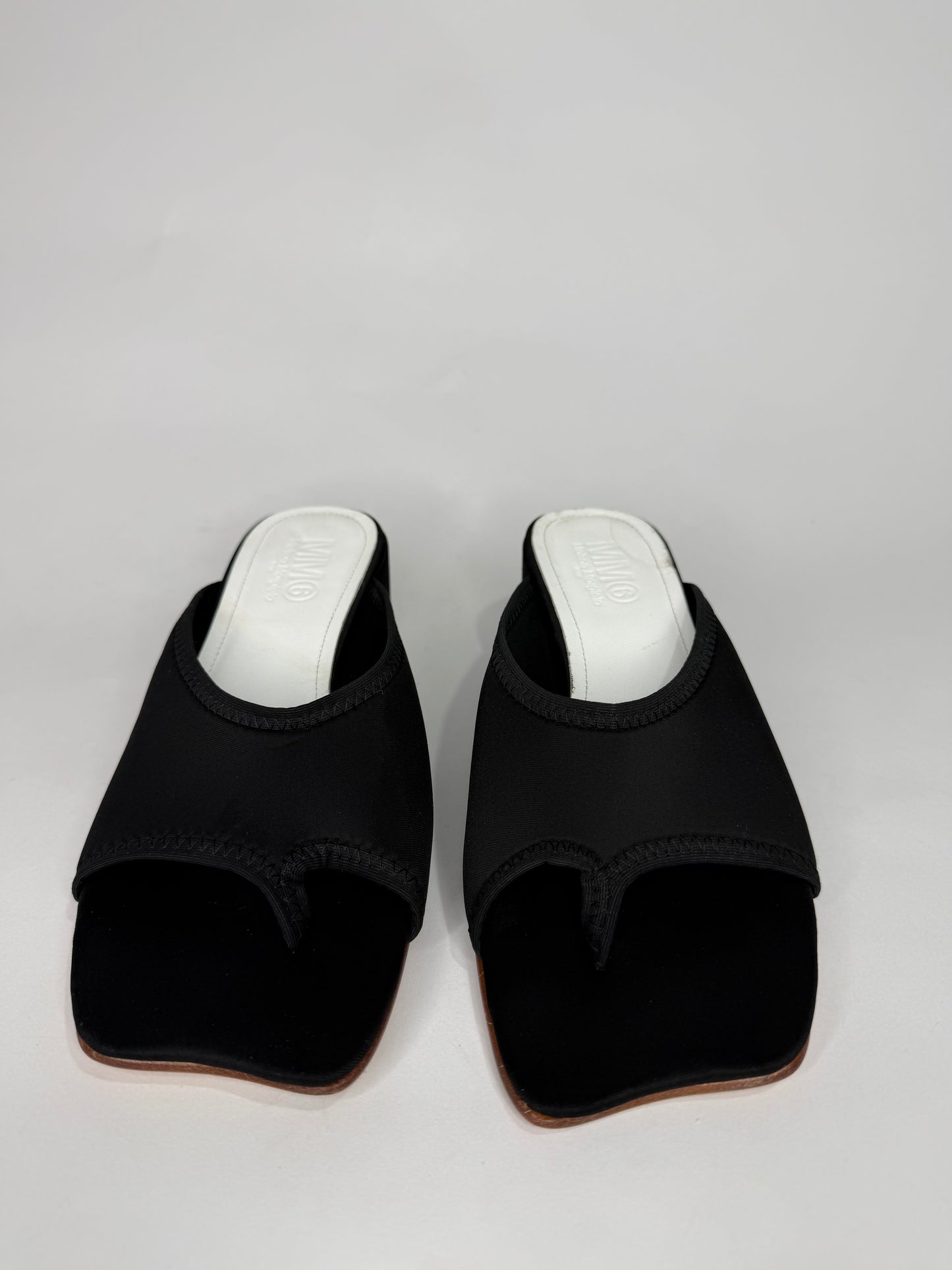 MM6 Maison Margiela Black Scuba Lyrca Heeled Sandals
