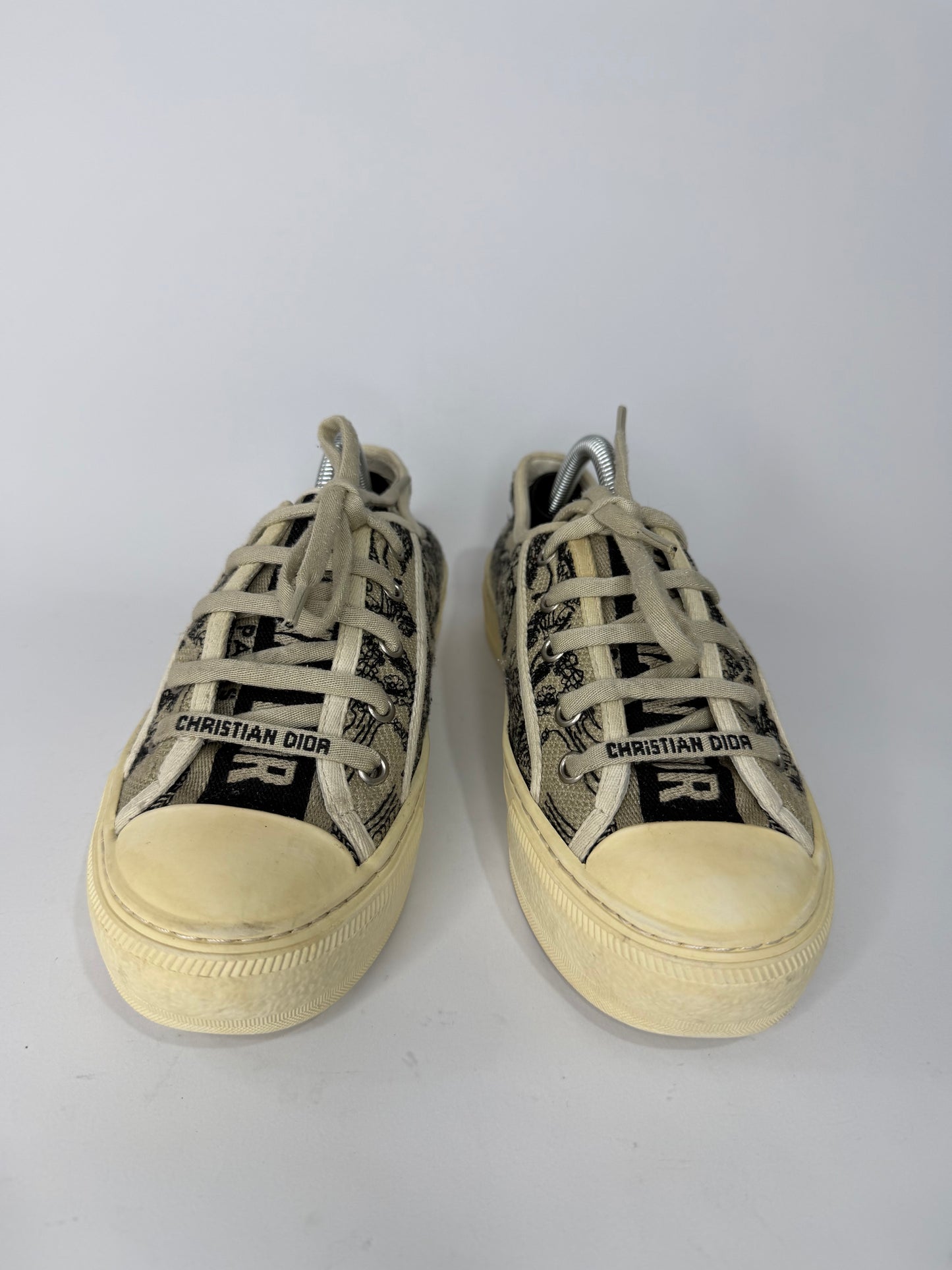 Dior Walk'n'Dior Navy Black/Beige Jacquard Low Top Sneakers Size 36 EU/ 6 US