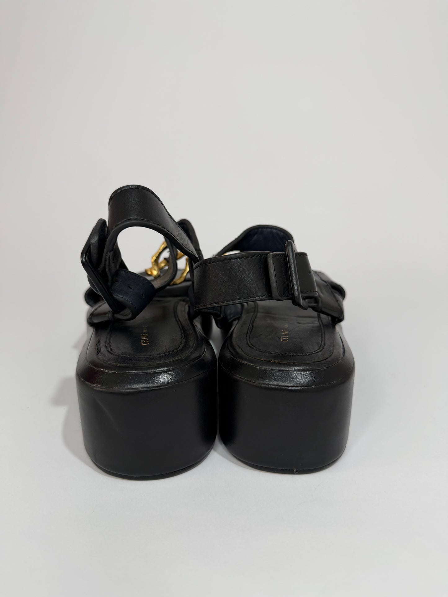 CÉLINE PHOEBE PHILO ALPHABET BAMBOO SANDALS SIZE 37EU/ 7 US