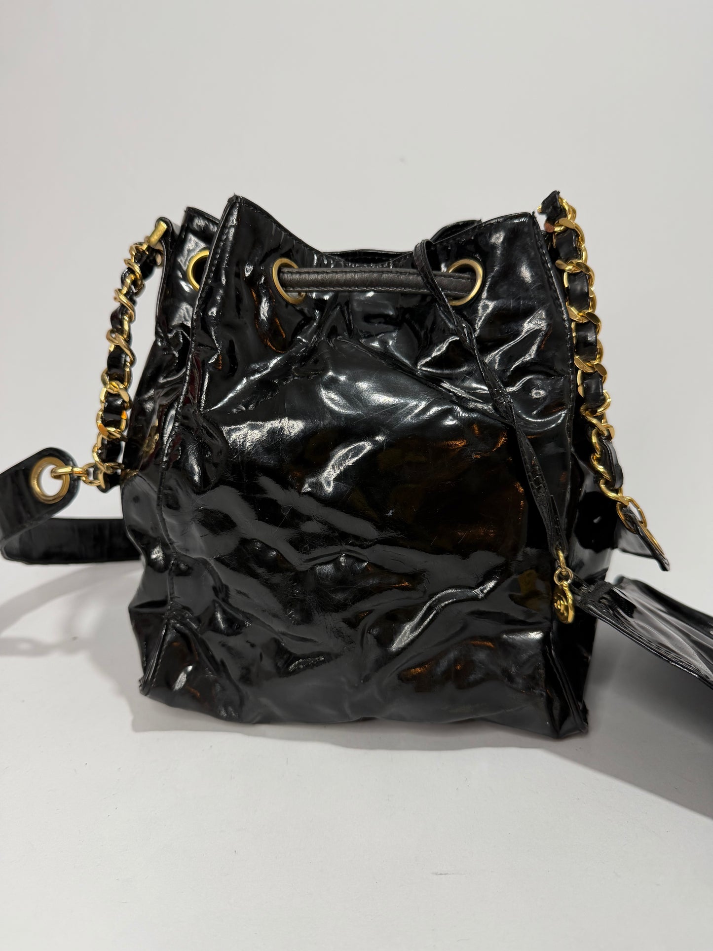 Vintage Chanel CC Patent Bucket Bag