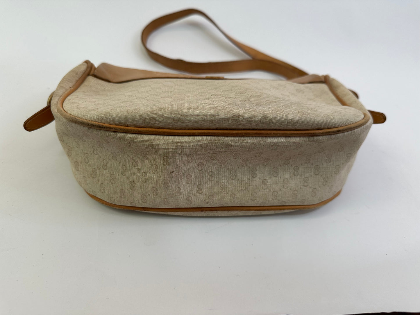 GUCCI Vintage Beige Coated Canvas/ Leather Crossbody