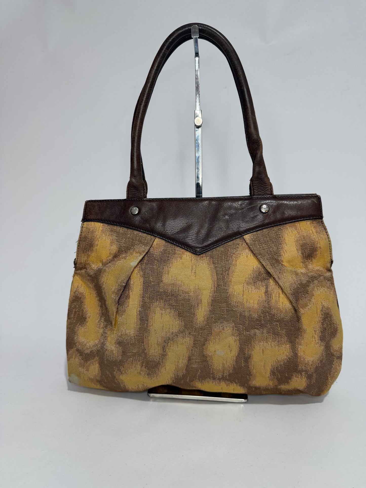 Vivienne Westwood Leopard Print Canvas & Leather Shoulder Tote Bag