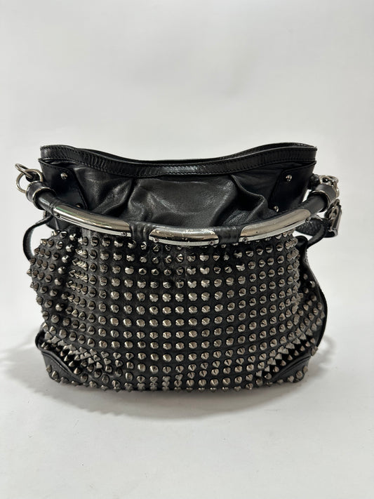 BURBERRY 
Prorsum Calfskin Studded Shoulder Bag Black