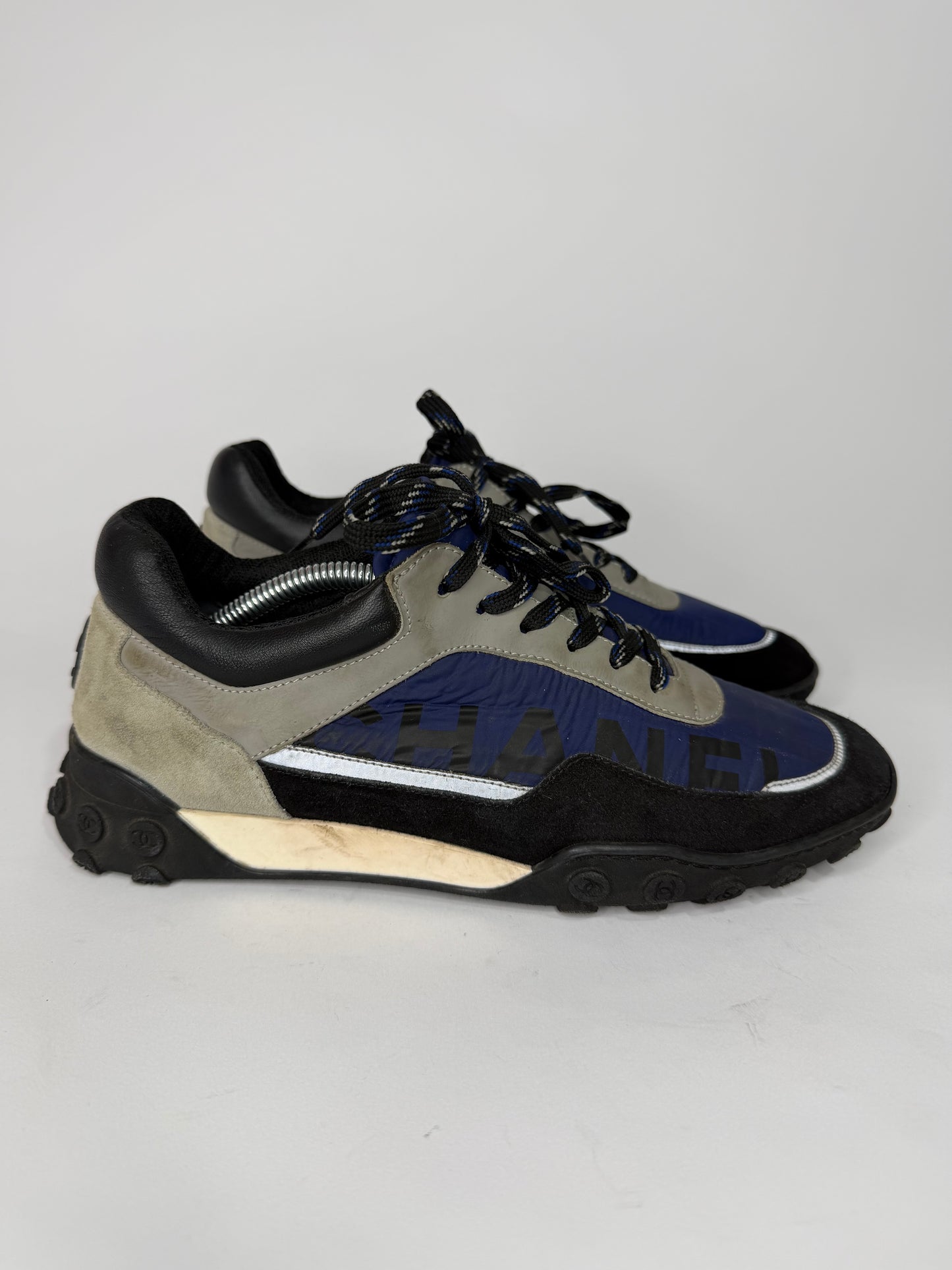 Chanel Multicolor Neoprene, Suede and Leather CC Low Top Sneakers Size 39 EU/ 9 US/ 6 UK