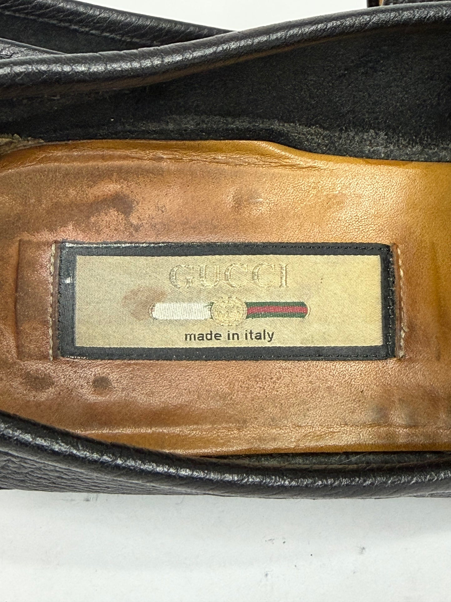 Gucci Black Leather Web Horsebit Loafers Size 7 UK/ 8 US