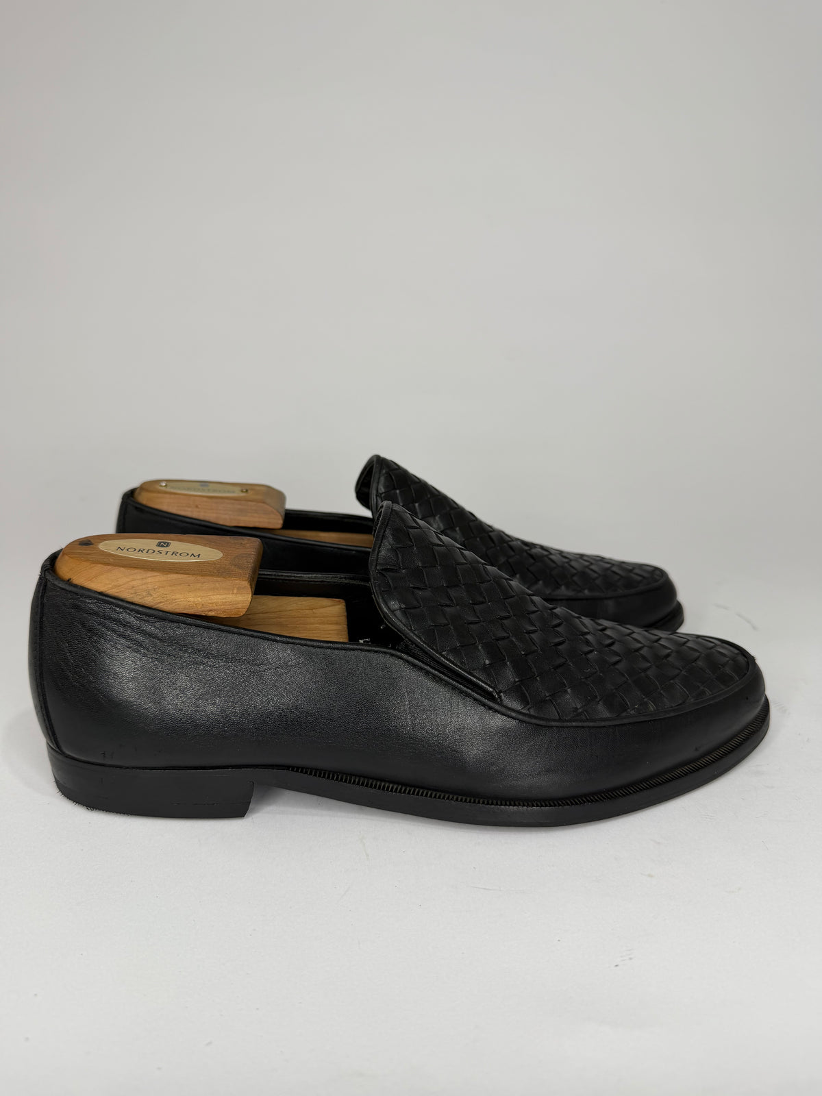 Bottega Veneta Black Intrecciato Leather Slip On Loafers Size 42 EU/ 8 UK/ 9 US
