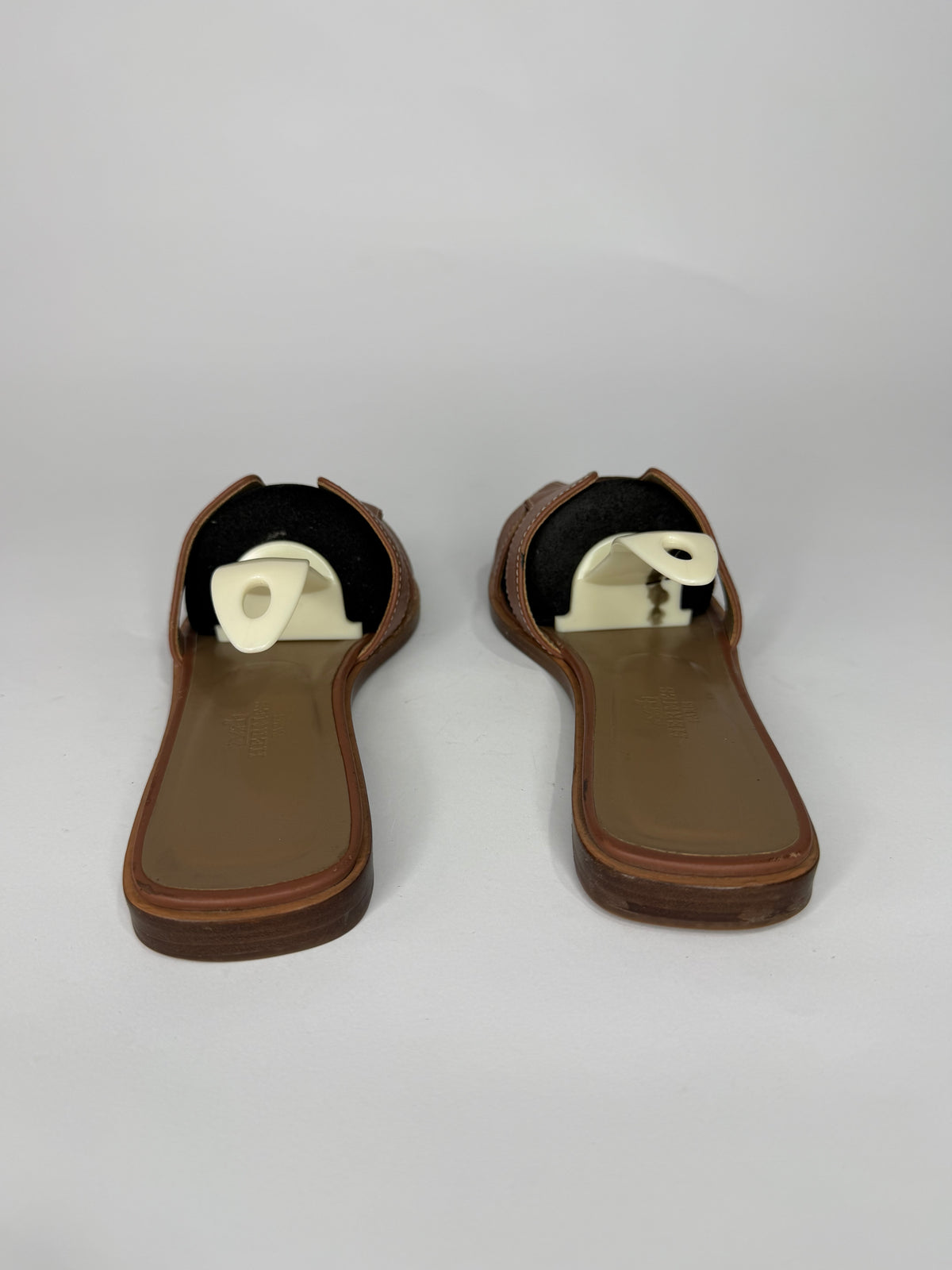HERMES Brown Box Calfskin Oran Sandals 37 EU/ 7 US / 4 UK