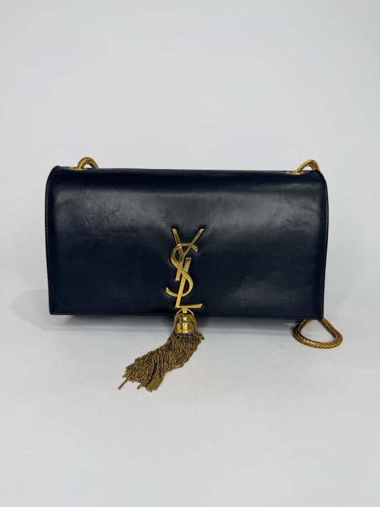 YVES SAINT LAURENT
Black Calfskin Leather Medium Kate Tassel Bag